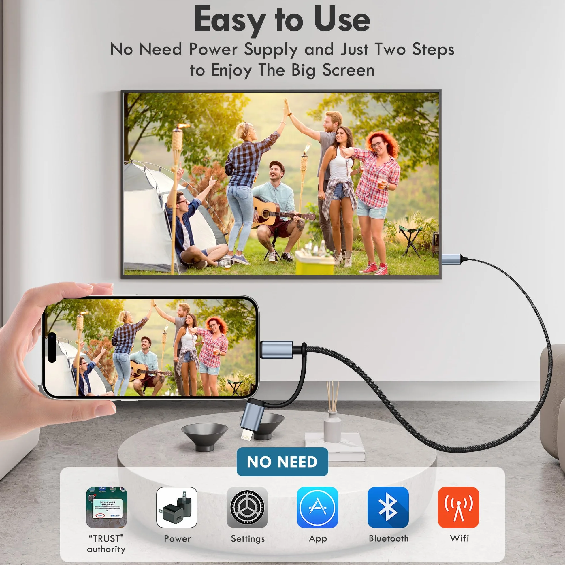 lulaven Kabel Lightning i typ C do HDMI 2 w 1, 4 m, kabel HDMI do iPhone'a, podwójny interfejs do wszystkich iPhone'ów (16/15/14/13/Pro/Max) i iPad Pro/Air, 1080p HD, synchronizacja wideo i dźwięk