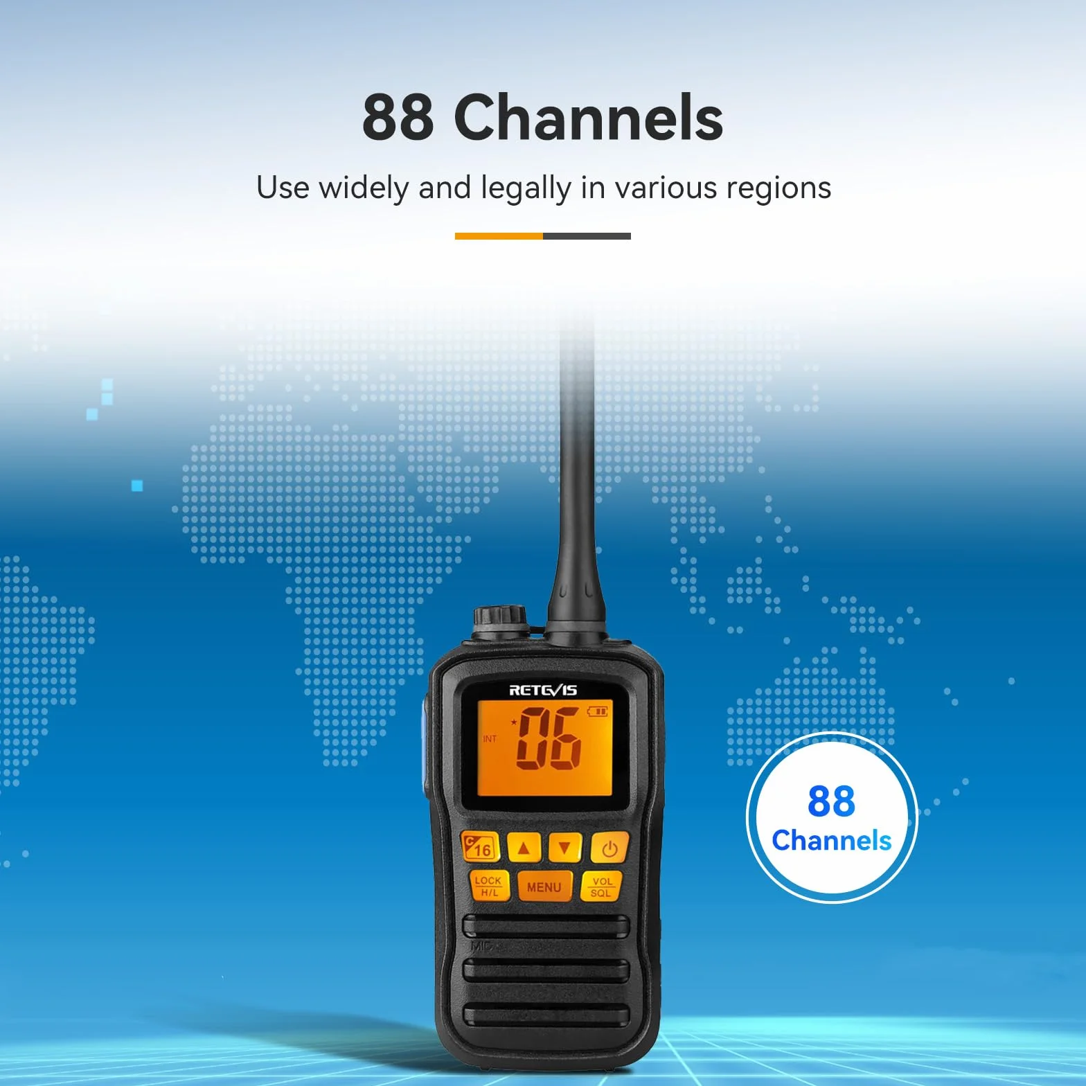 Retevis RM01 VHF Marine Radio, Wodoodporne Walkie-Talkie IP67, Wibracje, Pływający, Akumulator, Przenośne Radio ze Słuchawką do Kajakarstwa, Wędkarstwa, Pływania (Czarny, 1 Szt)