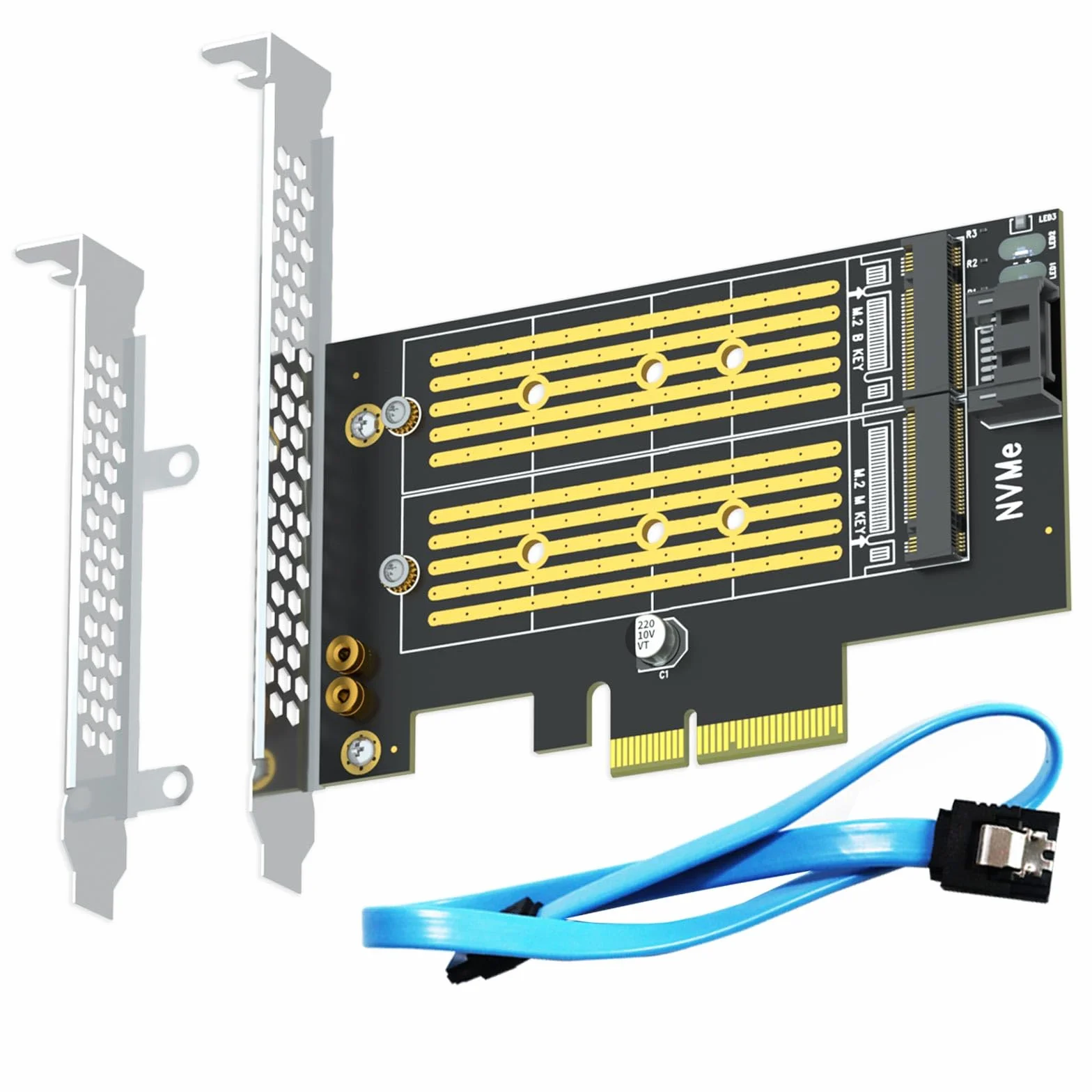 GLOTRENDS PA12 Adapter M.2 PCIe dla jednego dysku M.2 NVMe SSD i jednego dysku M.2 SATA SSD