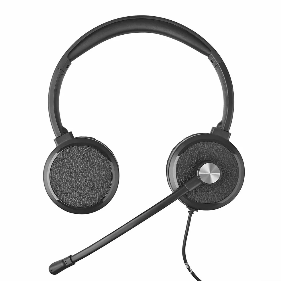 Słuchawki USB z mikrofonem z redukcją dźwięku do komputera i laptopa - kabel 2M czarny dźwięk