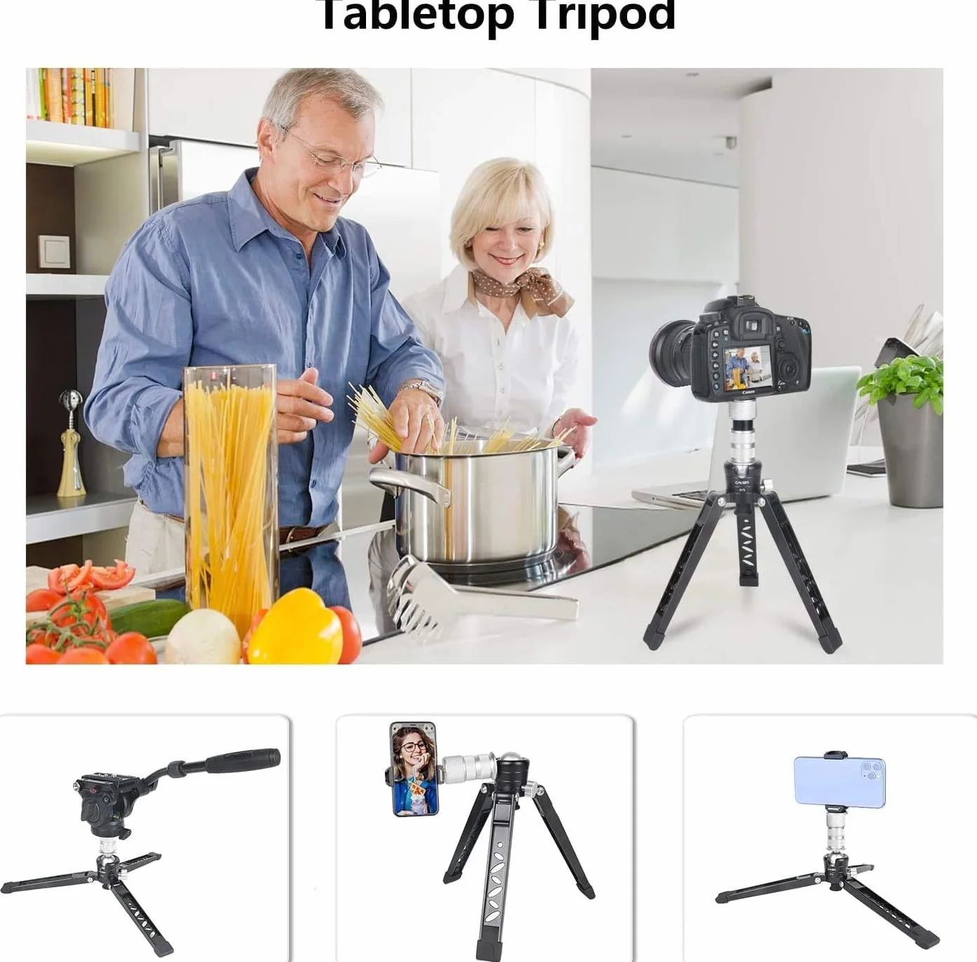 Cayer Statyw stołowy, 3 stopy SV5, aluminiowy statyw do monopodów ze śrubą montażową 3/20.3 cm-16, mocowanie statywu