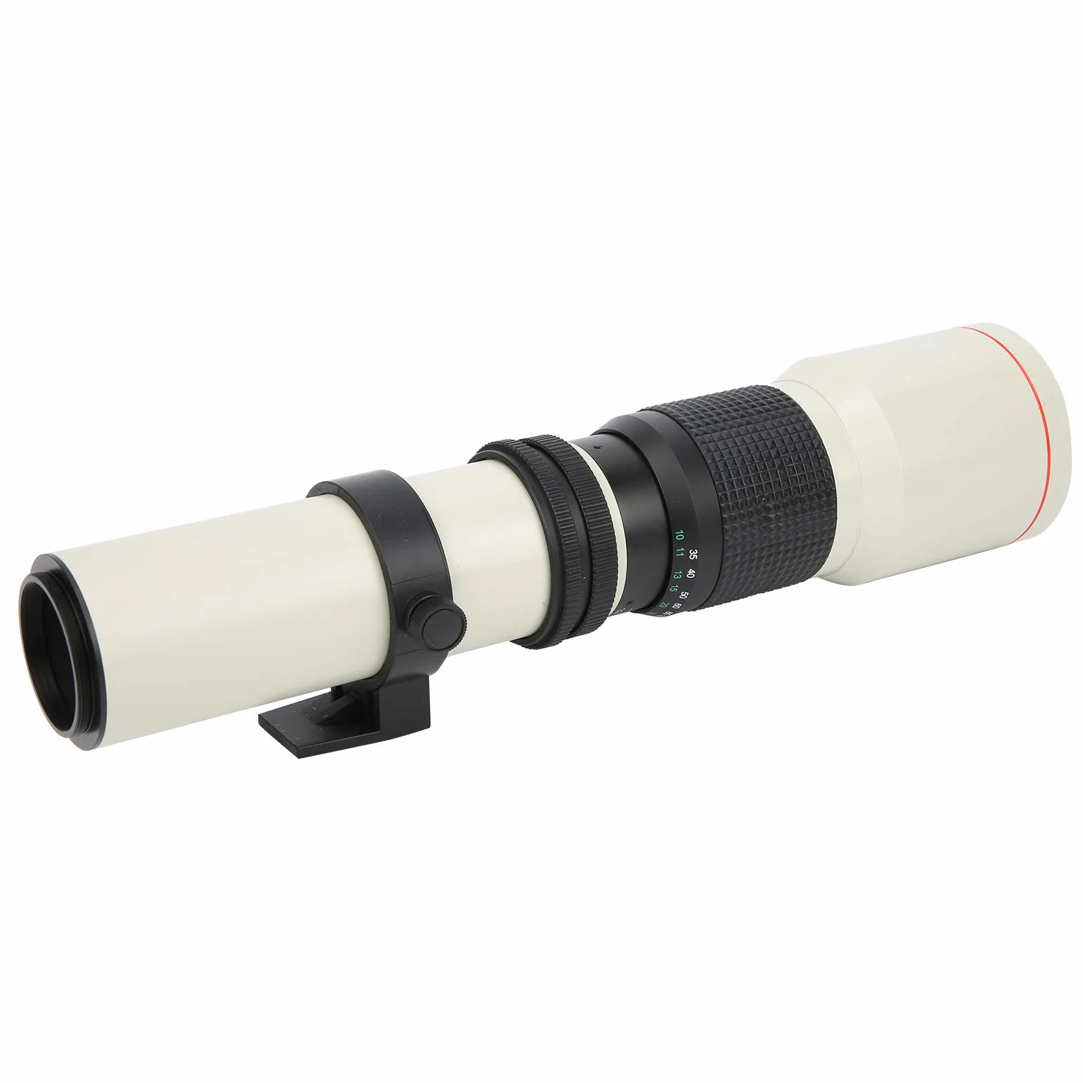 Teleobiektyw 500 mm F8‑F32 z ręcznym ustawianiem ostrości z 2-krotnym telekonwerterem do montażu Olympus OM, biały, przypadkowy
