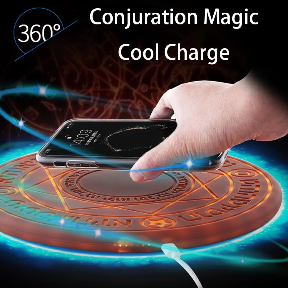 ładowarka Bezprzewodowa Large Magic Array, Do Telefonów Komórkowych Z Certyfikatem Qi, Zasilanie Mobilne Z Efektem Magicznym, 10 W,Gold