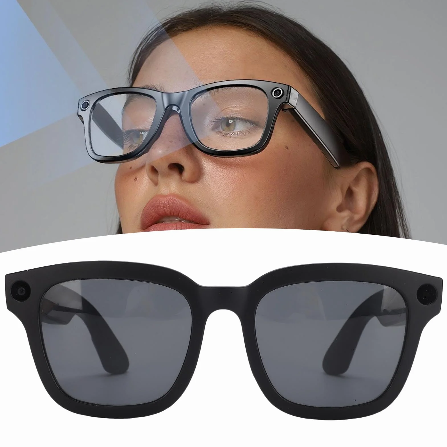 ASHATA AI Smart Okulary, 5.3 Tłumaczenie Inteligentne Okulary z 25 Językami 1080p Zdjęcie Robienie Wideo Chatgpt 4.0 Dostęp do Handsfree Music i Wzywa dla Mężczyzn i Kobiet