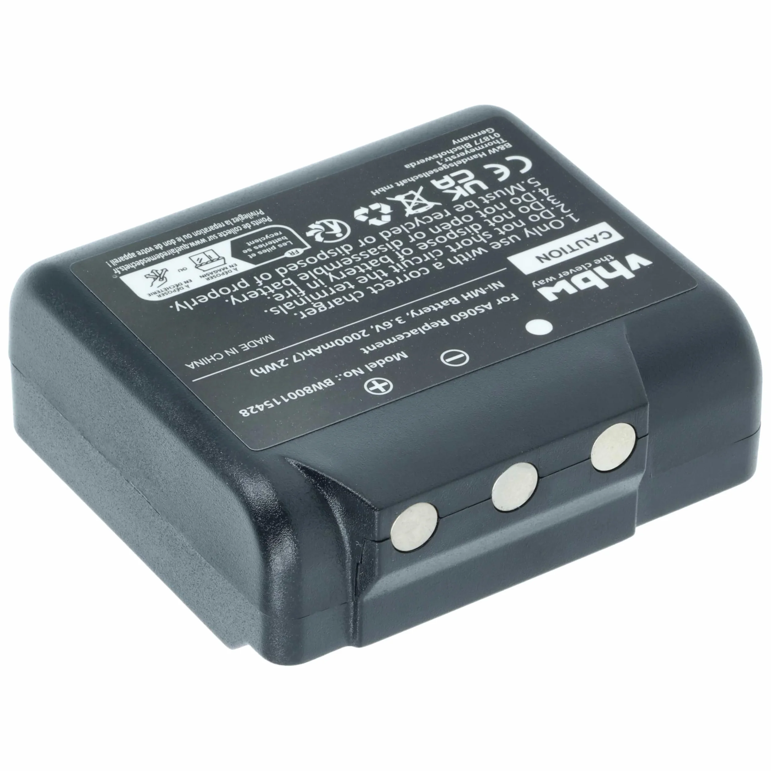 vhbw 5 x akumulator zamienny do IMET AS060, AS083 do przemysłowego pilota zdalnego sterowania radiowego (2000 mAh, 3,6 V, NiMH) - czarny