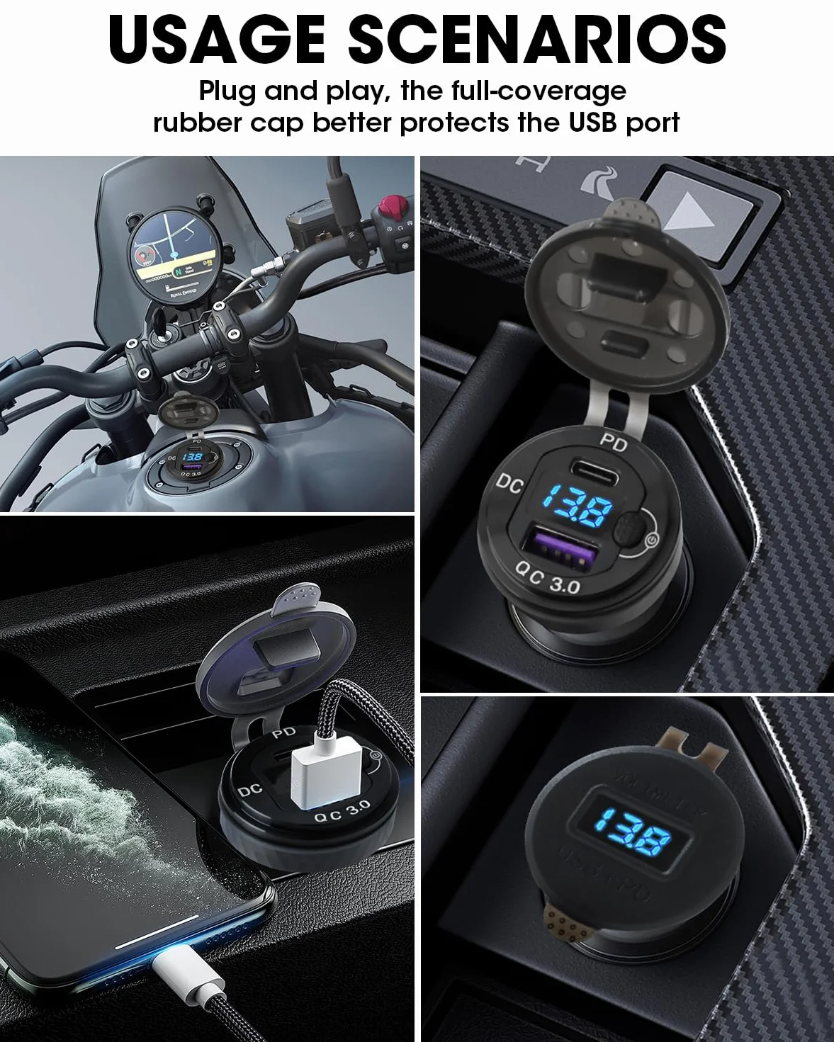 Ładowarka samochodowa USB c szybkie ładowanie, ładowarka zapalniczki USB szybkie ładowanie, ładowarka DIN do USB