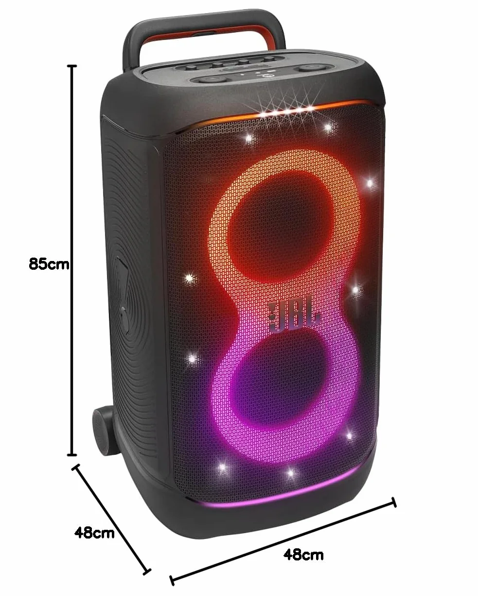 JBL Partybox 520 bezprzewodowy głośnik imprezowy Bluetooth, przenośny, czas odtwarzania 15 H, dynamiczny pokaz świetlny, IPX4, AI Sound Boost, wejście mikrofonowe, czarny