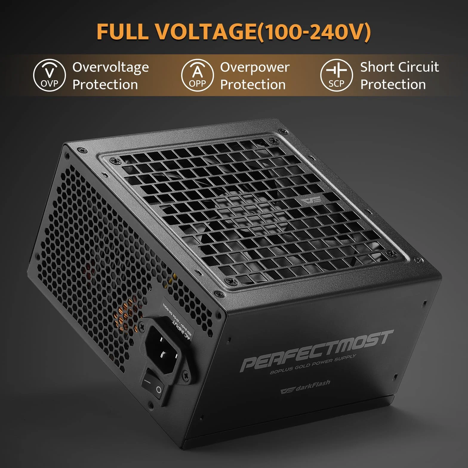 darkFlash PMT1050 w pełni modułowy zasilacz ATX 3.1 i PCIe 5.1 Ready, kabel 12VHPWR w zestawie, 100% japońskie kondensatory 105°C, 80 Plus Gold Gaming PSU, kompaktowy rozmiar 150 mm, 5 lat