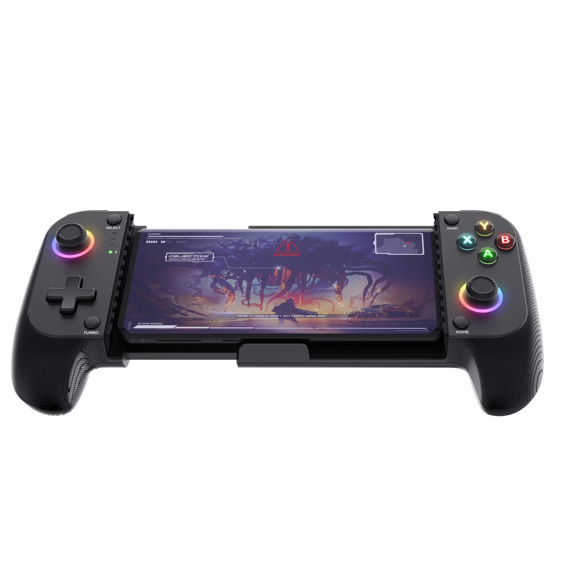 Trust Gaming GXTrust 735 Mylox Kontroler do Gier z Uchwytem na Telefon iPhone Android PS5 Xbox, Akumulator do 12h, Gamepad Bluetooth do Smartfona, Podświetlenie LED RGB, 18 Przycisków, Czarny