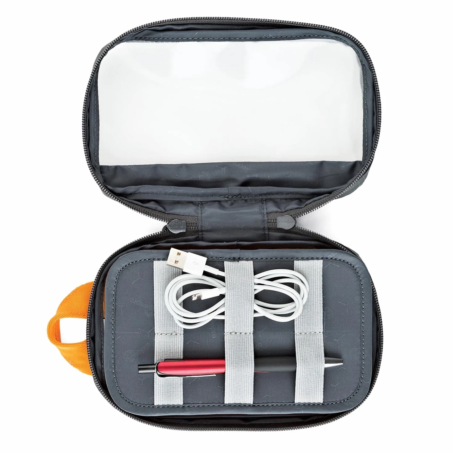 Lowepro GearUp Pouch Mini, etui podróżne na kable telefoniczne, kable, adaptery, baterie, ładowarki i pamięci USB, etui na akcesoria do smartfona, wykonane z tkaniny z recyklingu, szare