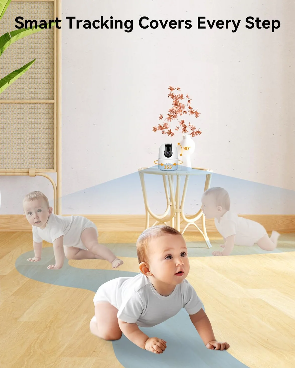 Imou 2.5K (4MP) Kameraövervakning WiFi Inomhus 360 ° Kamera Ansluten Smartphone Människodetektering AI Smart Spårningssiren Tvåvägsljud Privat läge Kompatibel Alexa för Baby/Husdjur