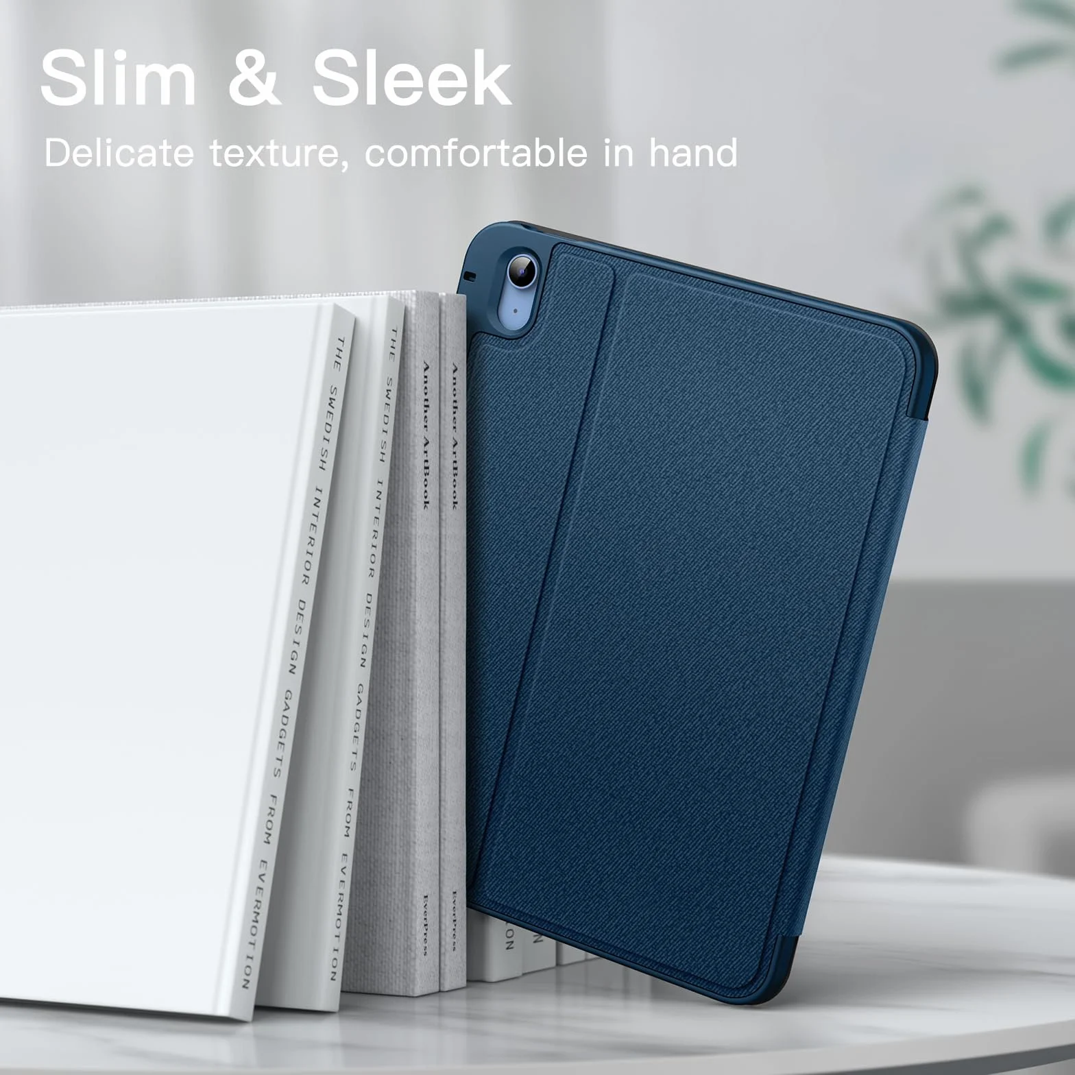 JETech Etui iPad 11./10. Generacji 2025/2022 z Pencil Uchwyt, Folio Podstawka Ochronna, Granatowy