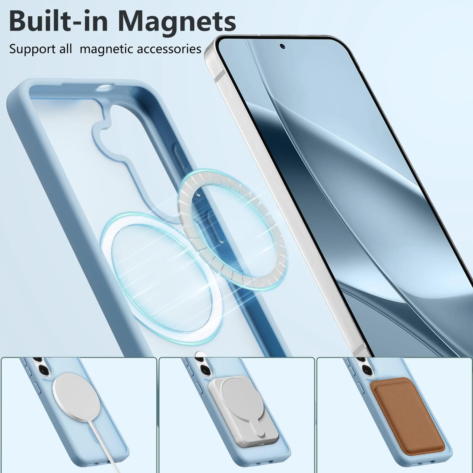 RALEAVO Etui magnetyczne do Samsung Galaxy S26, kompatybilne z MagSafe, odporne na wstrząsy, silikonowe, półprzezroczyste etui do Samsung S26 (niebieskie)