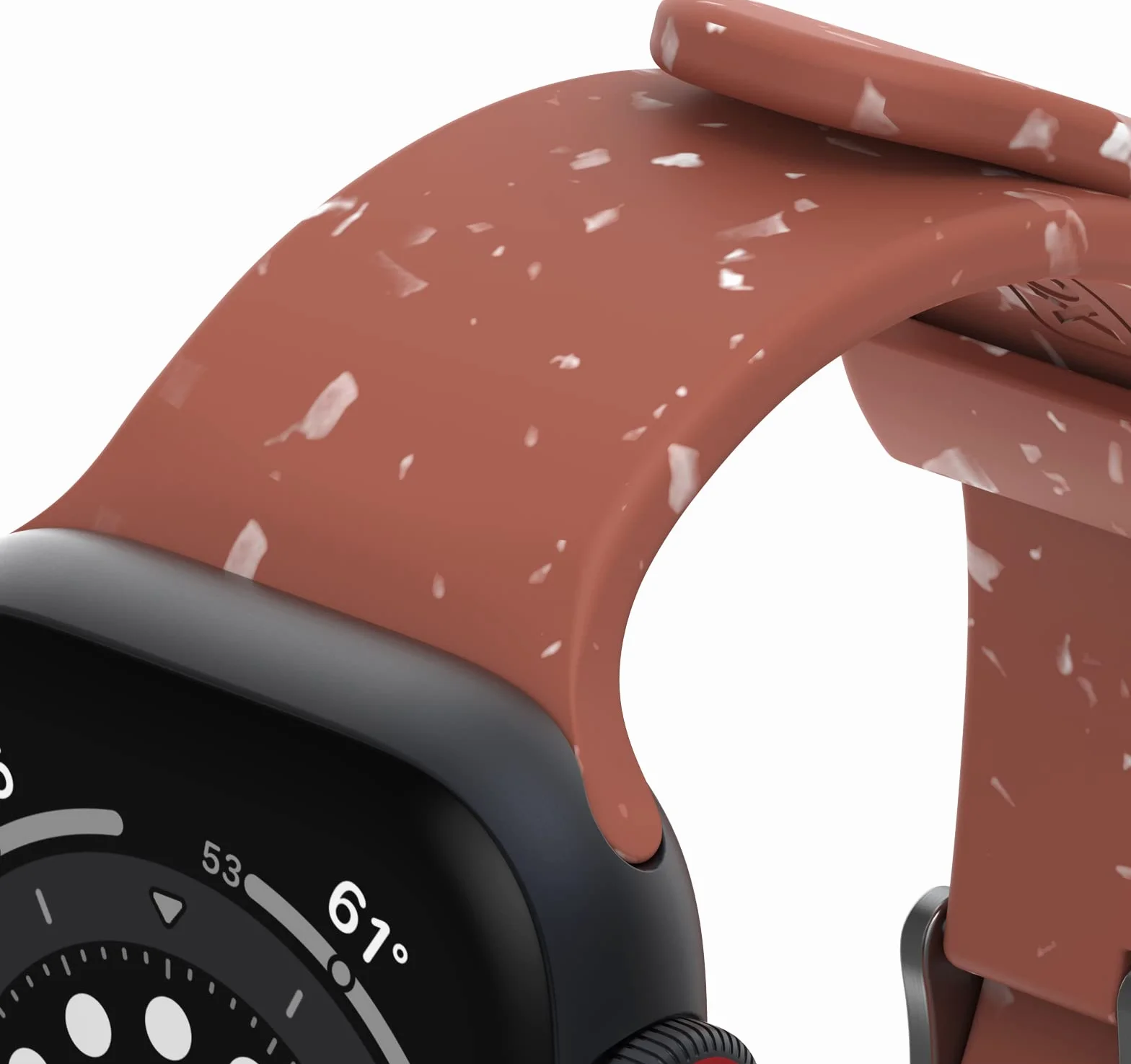 OtterBox Terrus pasek do zegarka Apple Watch 44/45/46mm, wytrzymały pasek z miękkiego silikonu do zegarka Apple Watch, z żywymi plamkami wykonanymi z materiału pochodzącego z recyklingu, Czerwone