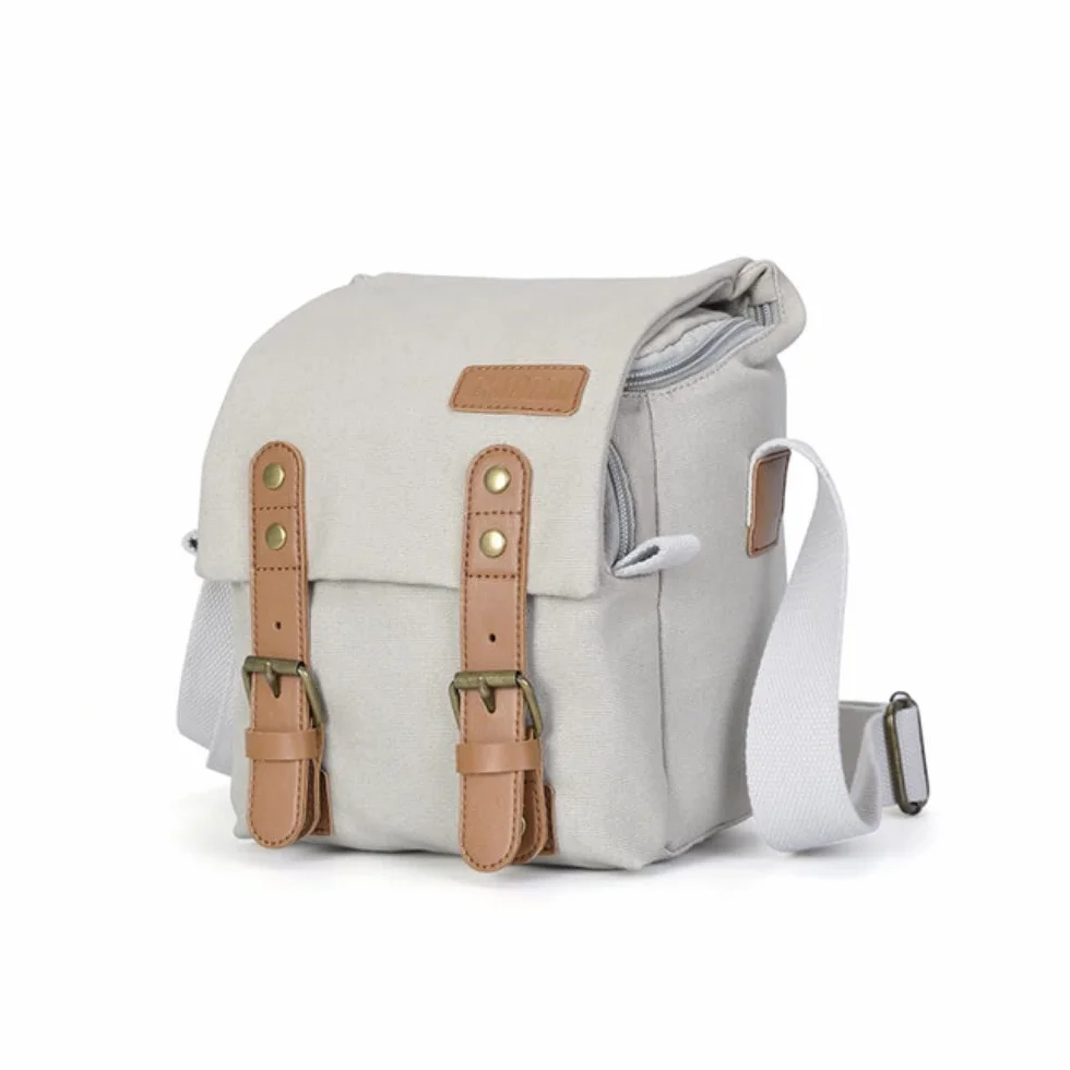 Retro szara płócienna torba na ramię wodoodporna antykradzieżowa torba na ramię 2 sposoby użytkowania outdoorowej torby crossbody lub torby na aparat fotograficzny Panasonic Lumix DMC-GH4 DMC-GH3 DMC-GH2 DMC-GH1 lustrzany aparat, szary, Torba na ramię