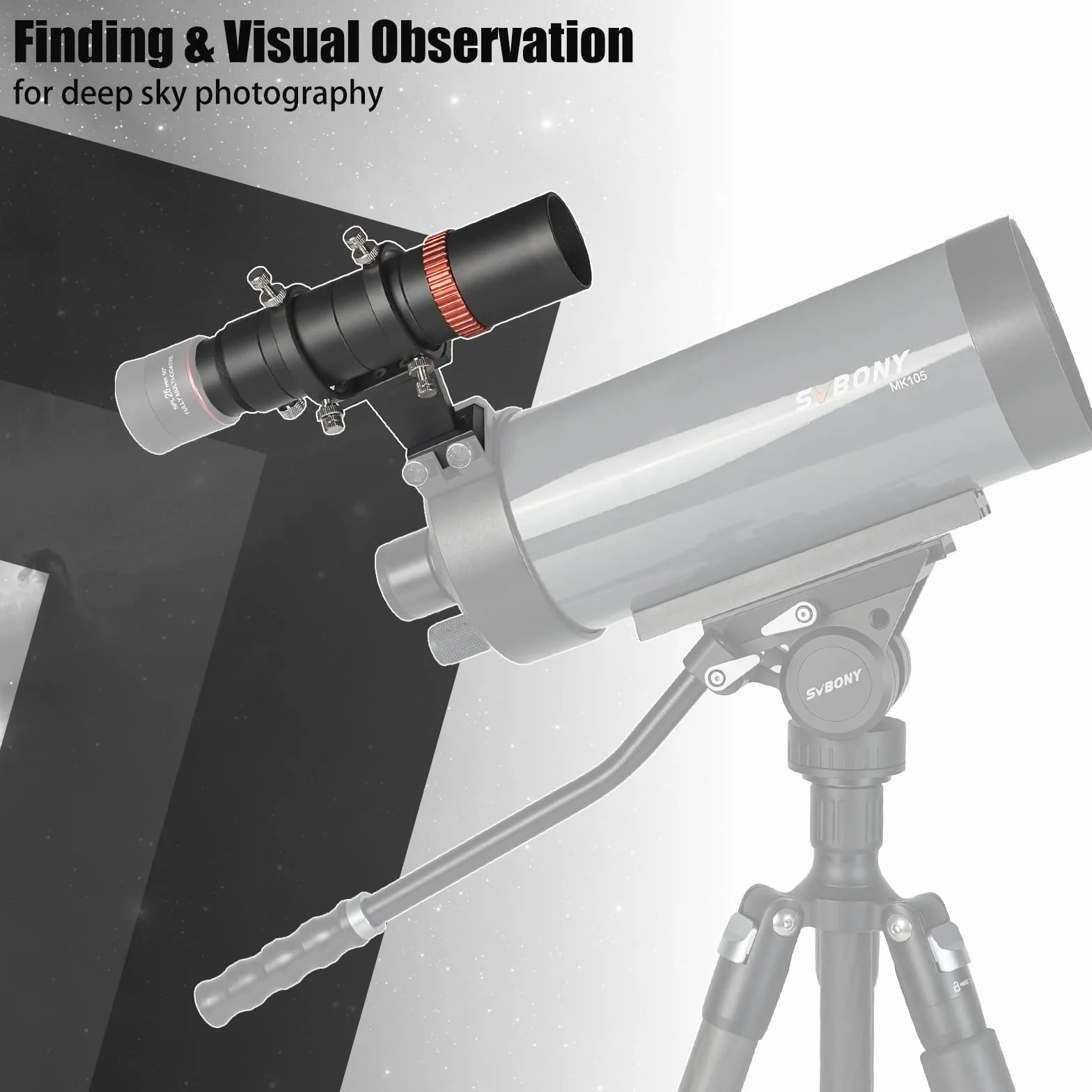Svbony SV165 Mini Guide Scope 40F4, 1,25 Cala Powłoka FMC | ze Spiralnym Focuser Wyrównanie Współosiowe Regulowane, Obróbka CNC ze Stopu, Kompatybilny z ZWO QHY Auto Guide Camera