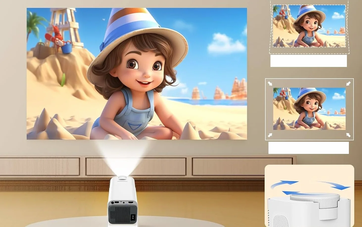 Mini projektor Smart HY320N 1080P Kompatybilny z 4K WiFi 6 Bluetooth 5.2 Whale OS HDMI USB przenośny projektor do kina domowego na zewnątrz