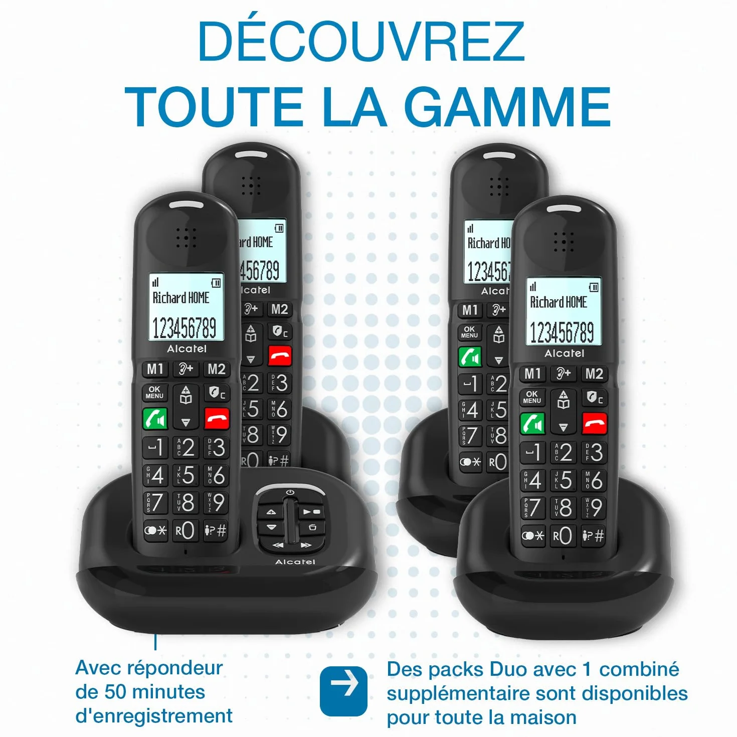 ALCATEL XL685 Voice - Bezprzewodowy telefon stacjonarny DECT Senior Format XL z automatyczną sekretarką, ekran o wysokiej czytelności, duże klawisze - Boost audio, głośnomówiący - blokowanie połączeń