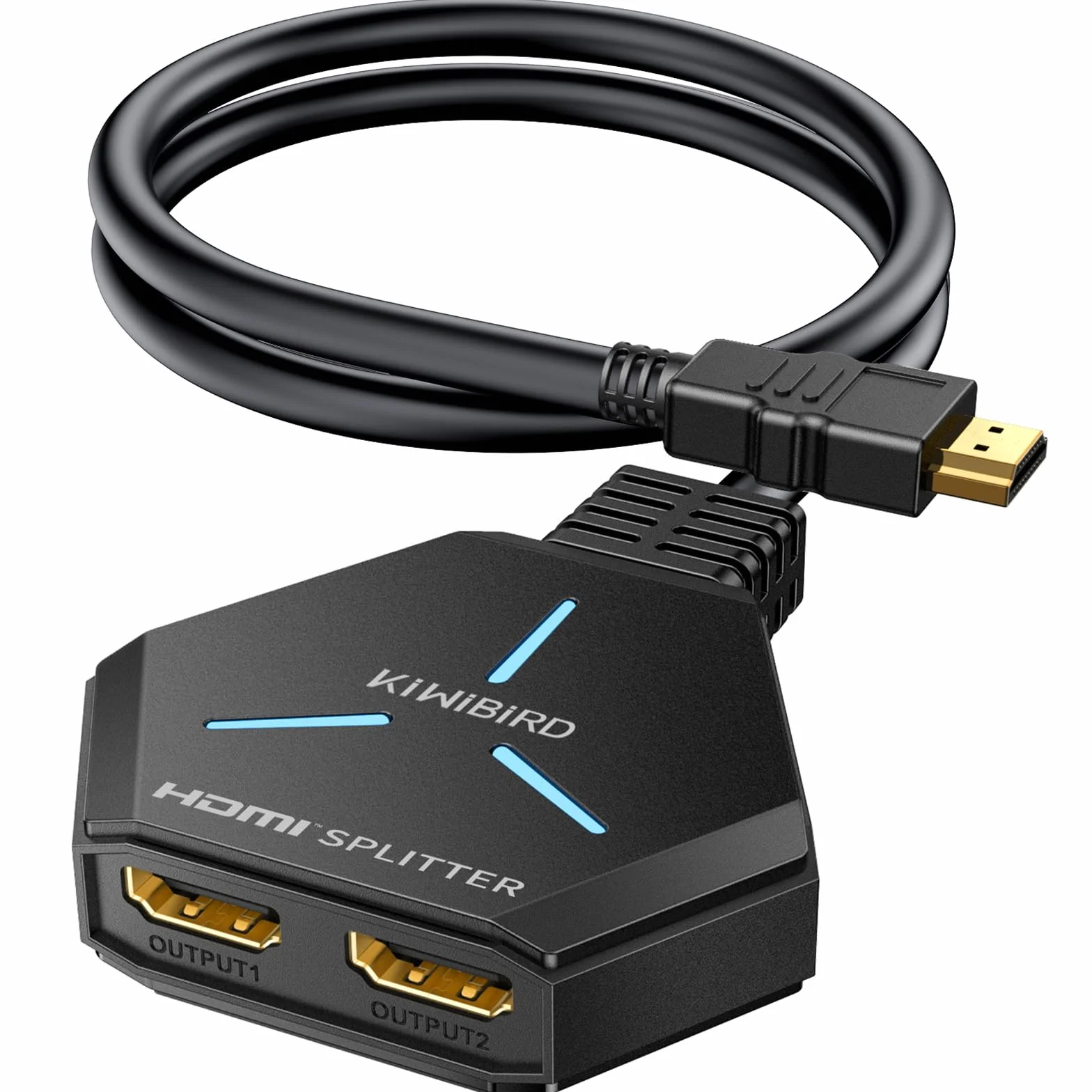 KiWiBiRD Rozdzielacz HDMI 1 w 2 wyjście do daul monitorów, splitter adapter HDMI lustrzane ekrany dwukierunkowy 4K 2160p 1440p 1080p HDCP, kompatybilny z TV Laptopa Gier PC PS5 PS4 Projektor