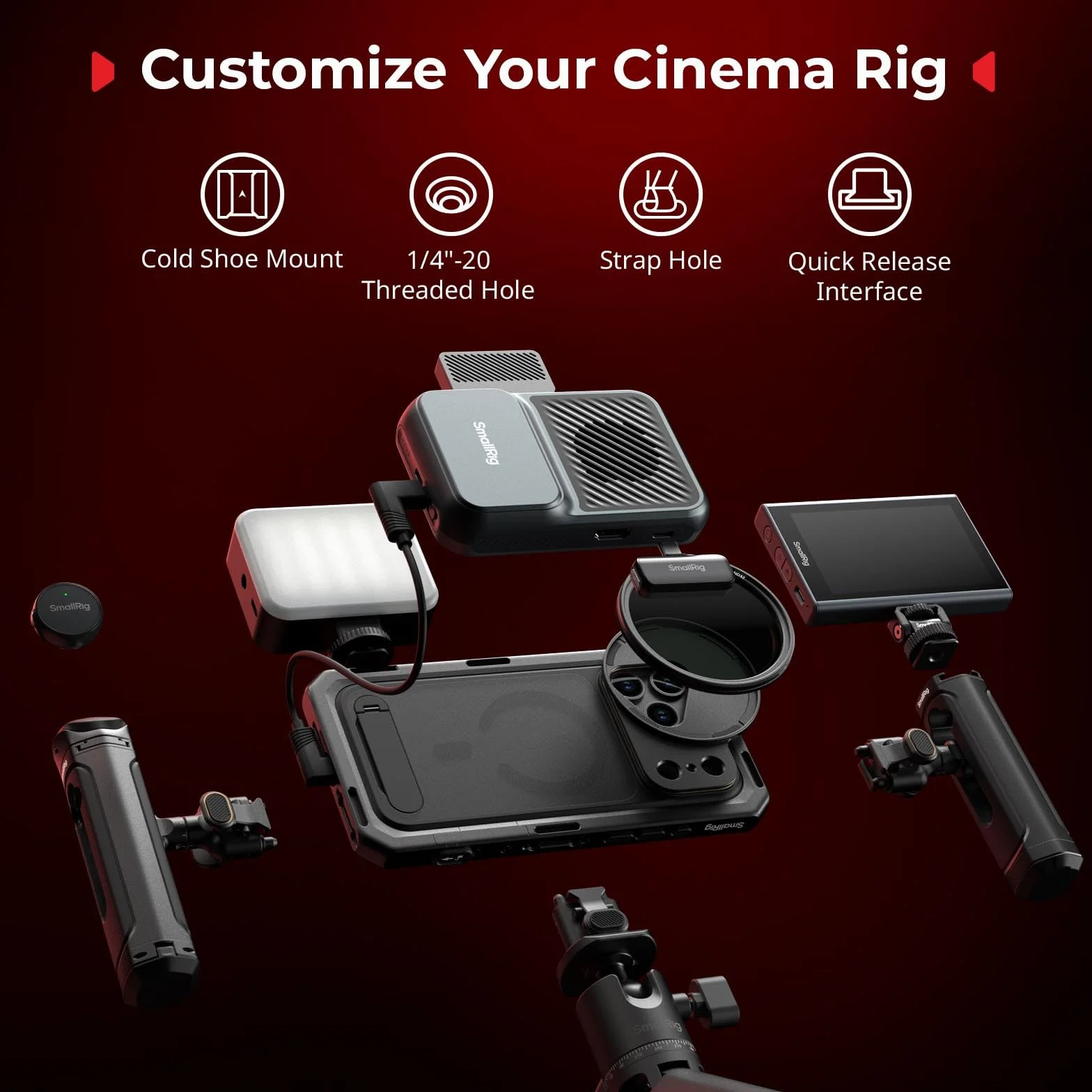 SMALLRIG Mobilna klatka wideo do iPhone'a 17 Pro, z etui/miękką ramką z TPU/mocowaniem T i tylną płytką obiektywu z gwintem 17 mm, zestaw wideo do nagrywania wideo, vlogów, edycja flagowa - 5542