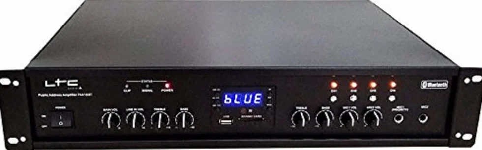 LTC - PAA150BT - 4-strefowy wzmacniacz 90 W z wejściami mikrofonowymi i liniowymi - Bluetooth, USB, SD i tuner FM - Czarny