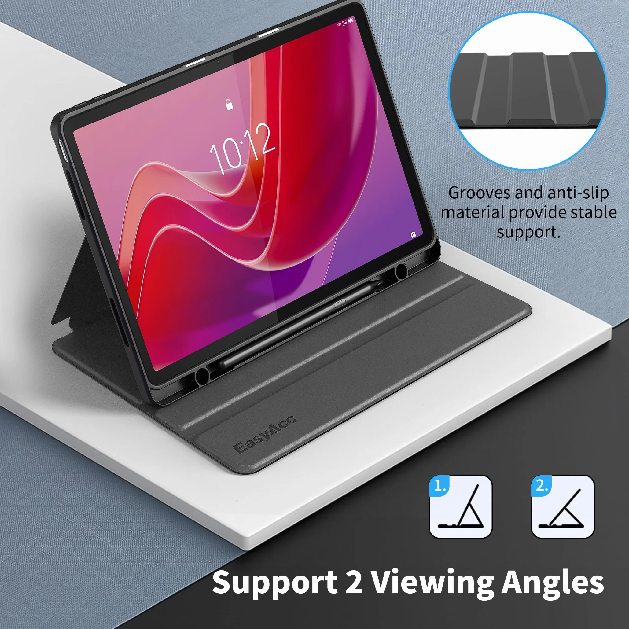 EasyAcc Etui do Lenovo Tab M11 TB330 2024, 11-calowa okładka książkowa Folio ze stojakiem, etui ochronne z funkcją automatycznego uśpienia/budzenia, czarny