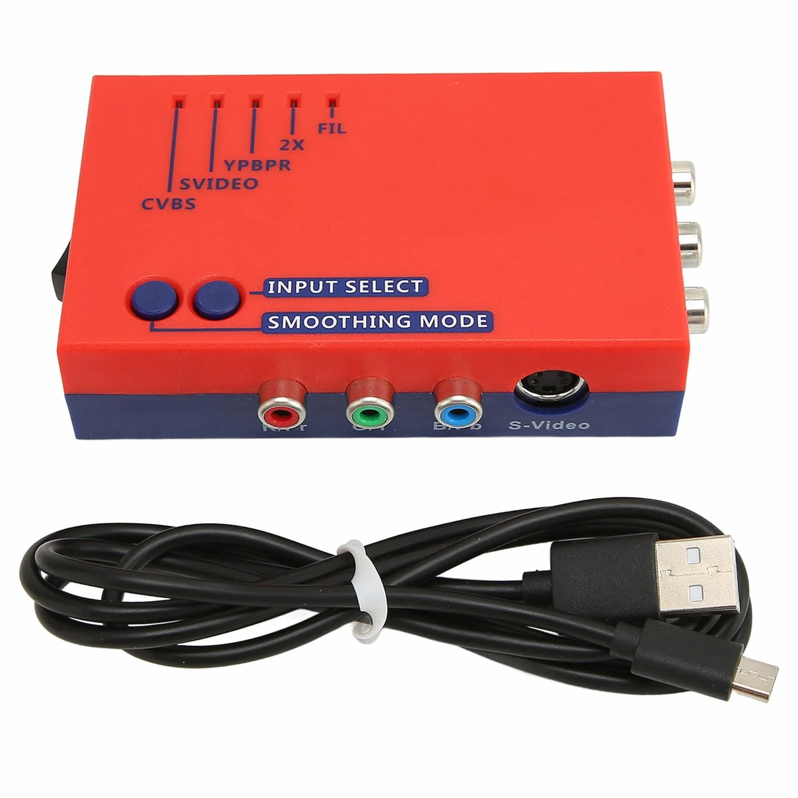 Fabater Konwerter RetroScaler2x AV na, Mnożnik Linii Konsoli Retro dla N64 Saturn, Wyjście 240p 480i do 480p 576p HD, Zerowe Opóźnienia dla Gier Retro (czerwony)