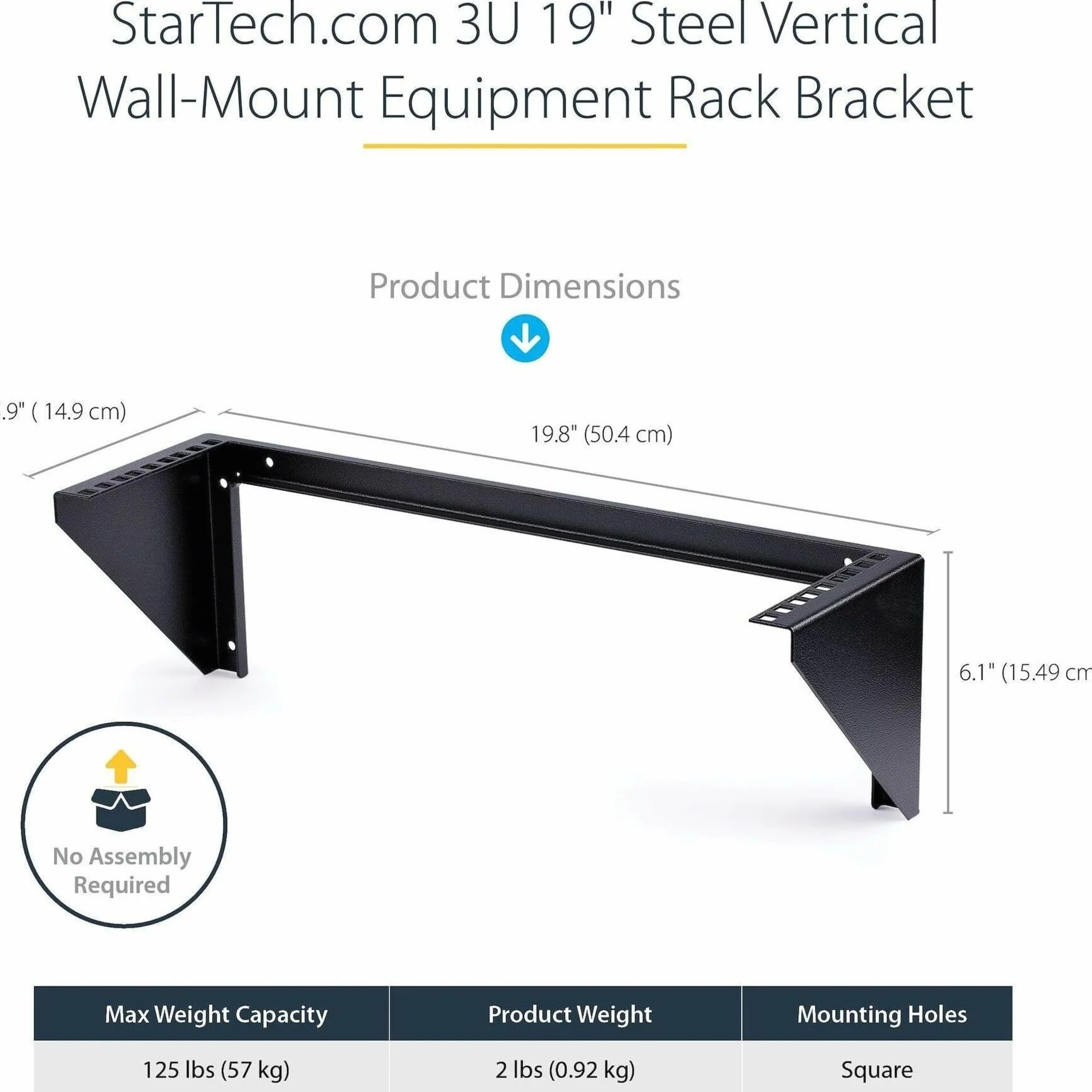 StarTech.com 3HE uchwyt ścienny Rack Mount pionowy, 3U Rack Bracket 19 cali rozdzielacz ścienny w kolorze czarnym, open Frame