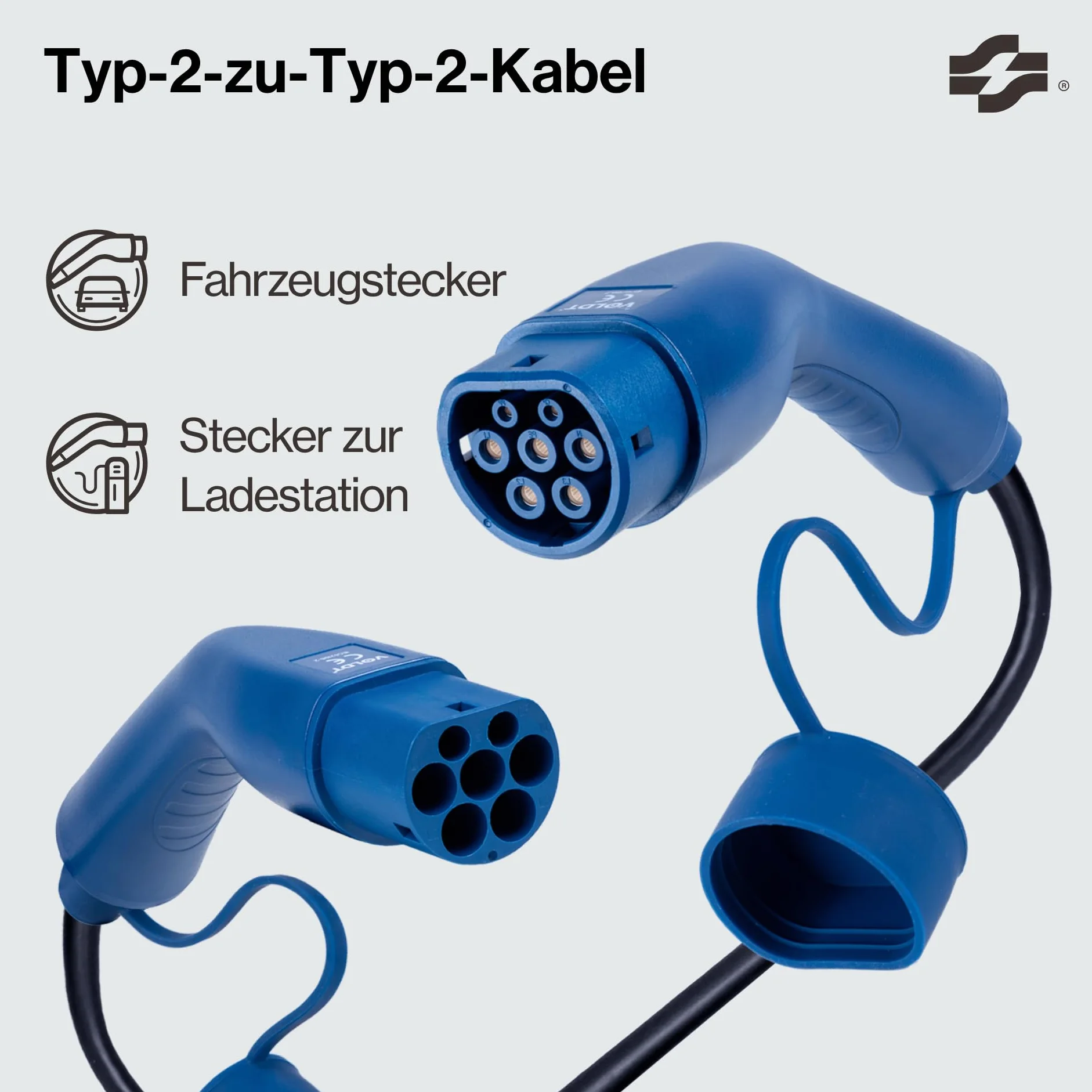 Voldt typ 2 kabel do ładowania 22 kW 32 A, 3-fazowy dla samochodów elektrycznych EV PHEV, kabel ładujący typ 2 do typu 2 Modus 3, odpowiedni dla modeli S/X/Y/3, ID.4, E-Tron, e-208, I4, IX1, Zoe itp