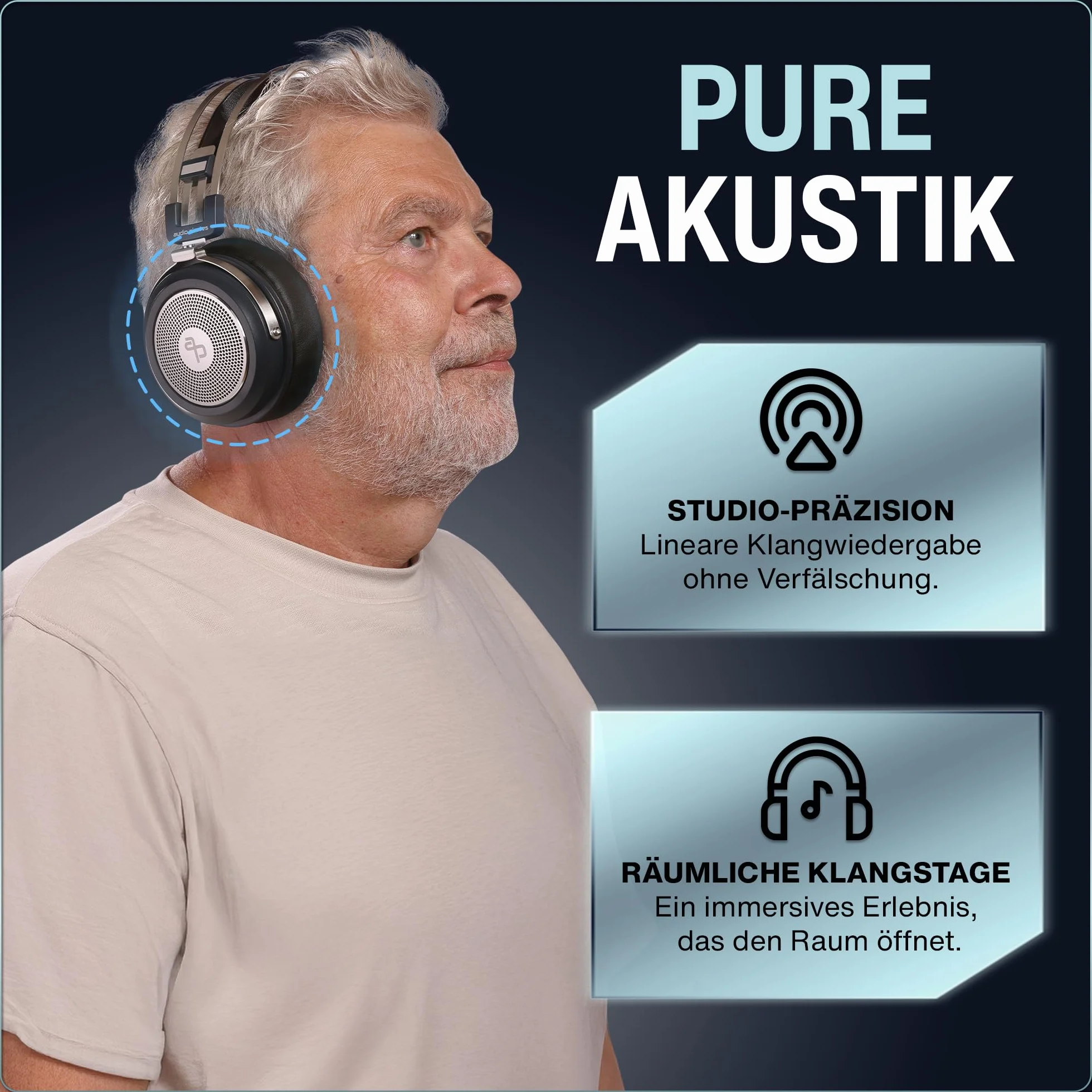audio pirates ERIC zestaw 2 słuchawek studyjnych HiFi – słuchawki studyjne z etui Transprt, kabel 3 m, adapter jack 6,3 mm | Premium Collection