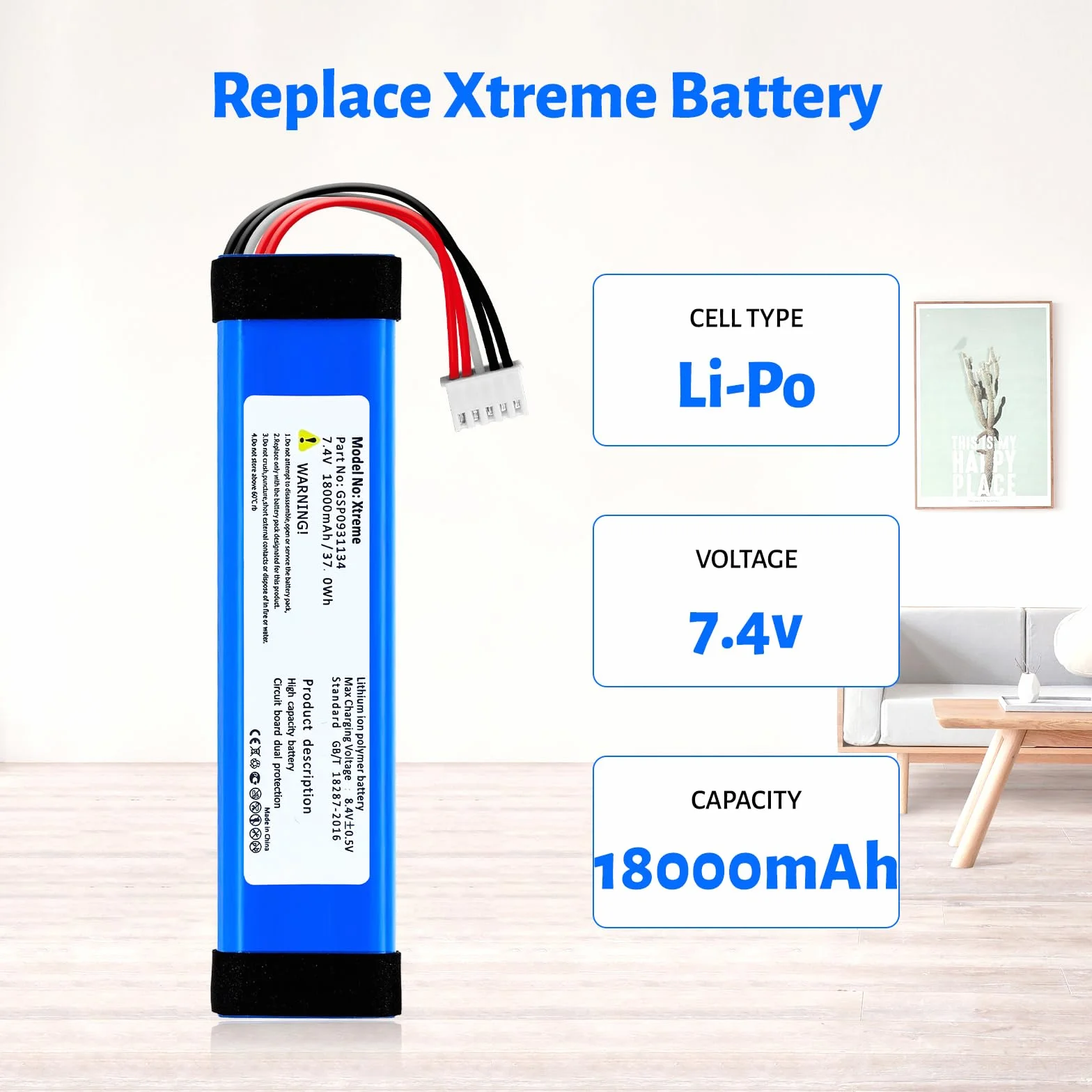 7,4 V 18000 mAh akumulator GSP0931134 do głośników JBL Xtreme, Xtreme 1, JBL Extreme