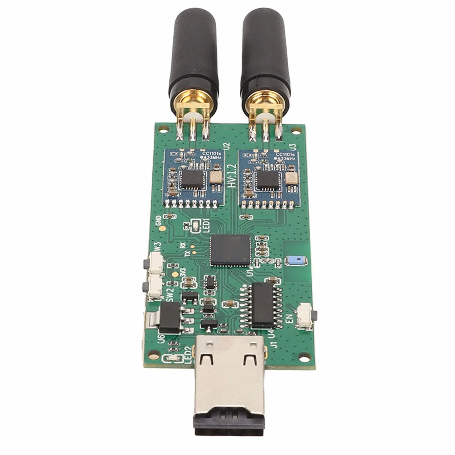 Jiawu Adapter Płytki Modułu RF, Adapter Częstotliwości Radiowej 300 MHz 348 MHz 387 464 779 928 2,4 GHz, Moduły Częstotliwości Radiowej Evil Crow RF V2 z Dwoma Modułami CC1101 do Przesyłania Sygnału