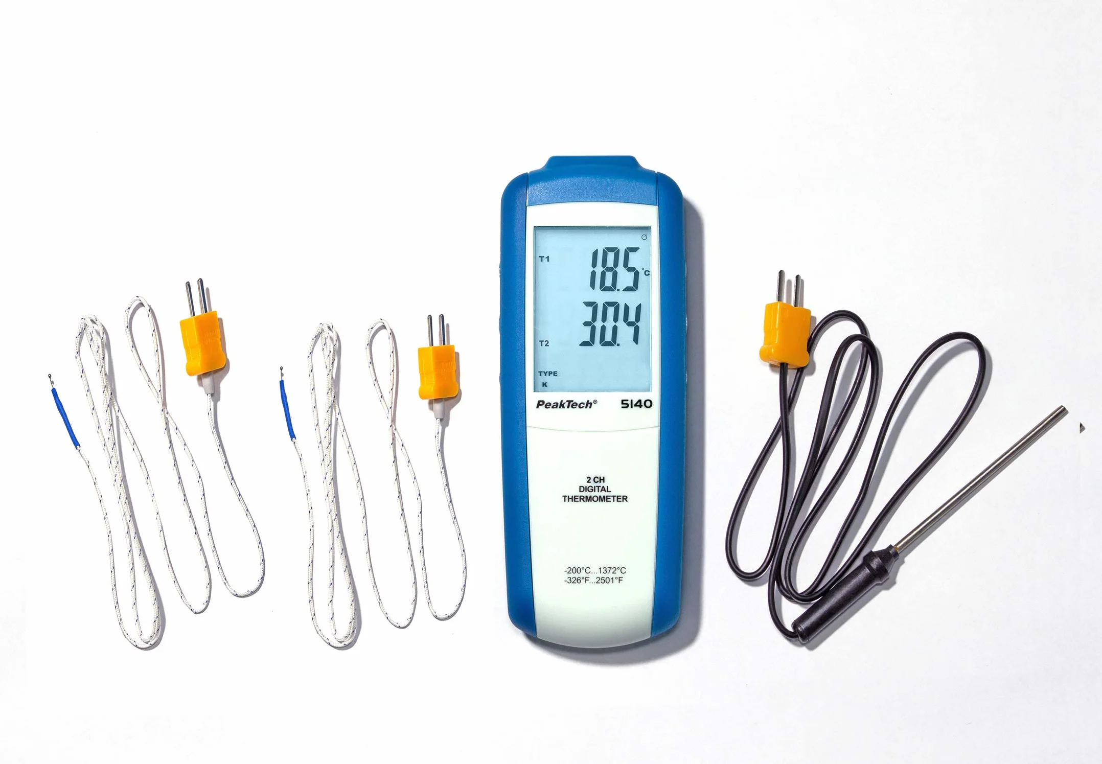 PeakTech P 5140 - Termometr Cyfrowy 2 CH, 3 1/2 cyfry, -200...+1372°C