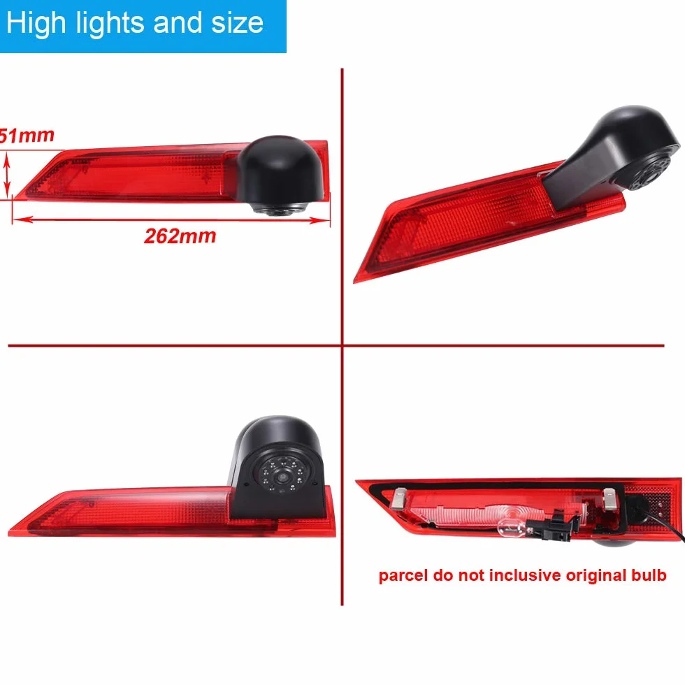 Zestaw kamer HD z wyświetlaczem LCD o przekątnej 4,3", wodoszczelny, szeroki kąt widzenia, światło hamowania, kamery cofania do Ford Transit Custom 2012-2016