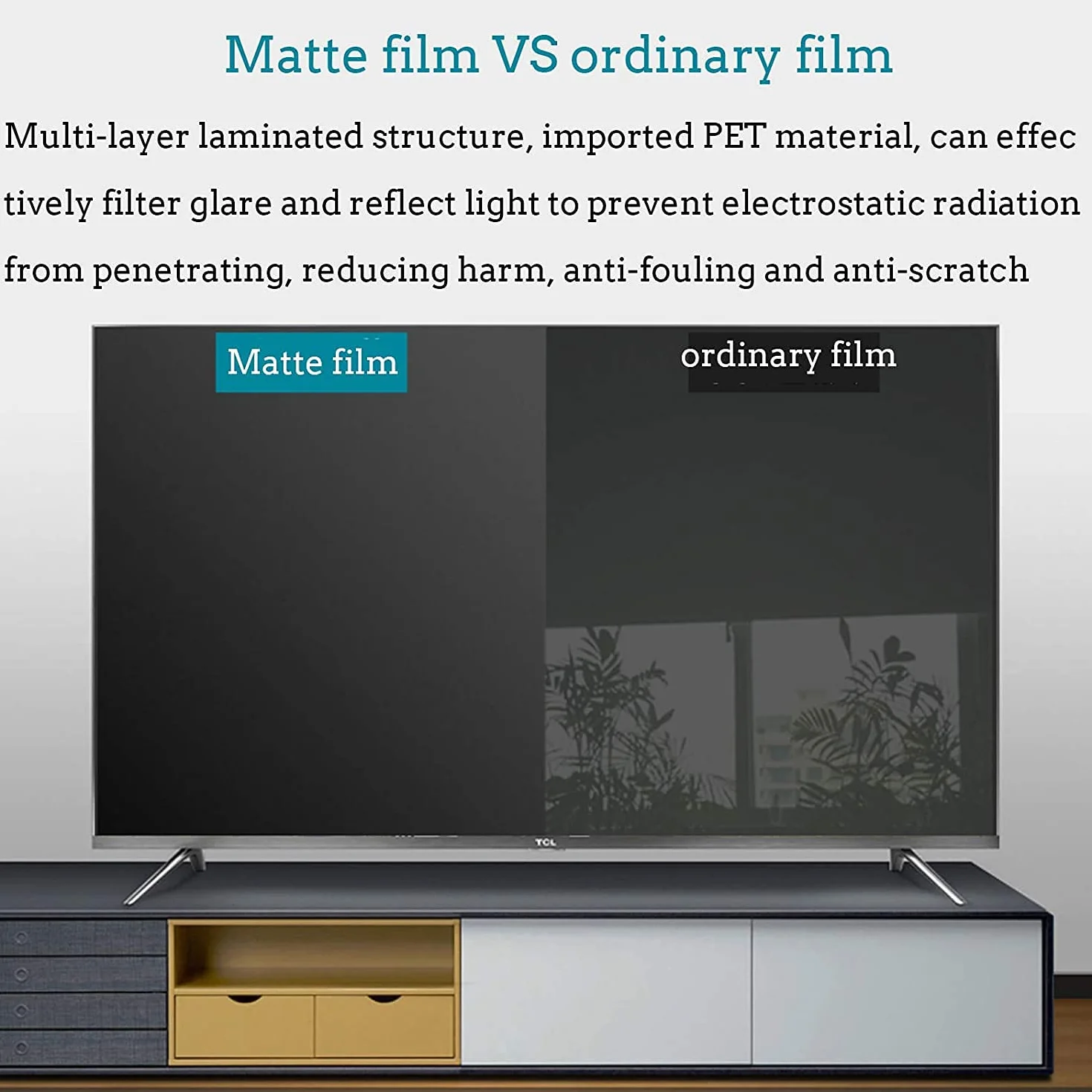 Ochraniacz na wyświetlacz TV, ochrona przed niebieską powłoką antyrefleksyjną, filtr łagodzący zmęczenie oczu dla LCD, LED, OLED i QLED 4K HDTV, 50" 1101 x 620