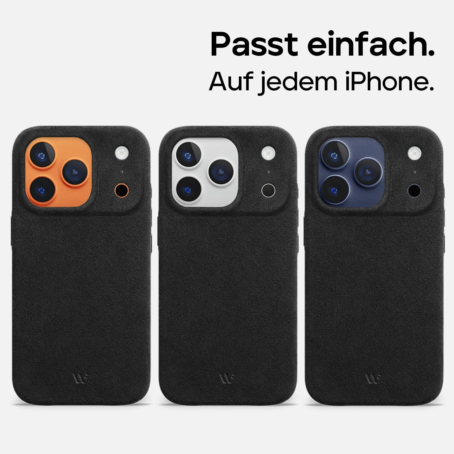 WIIUKA Etui do iPhone 17 Pro Max, oryginalne Alcantara®, ręcznie wykonane, bardzo cienkie, etui premium na telefon komórkowy, Case, Qi, alternatywa dla skóry, kolor czarny