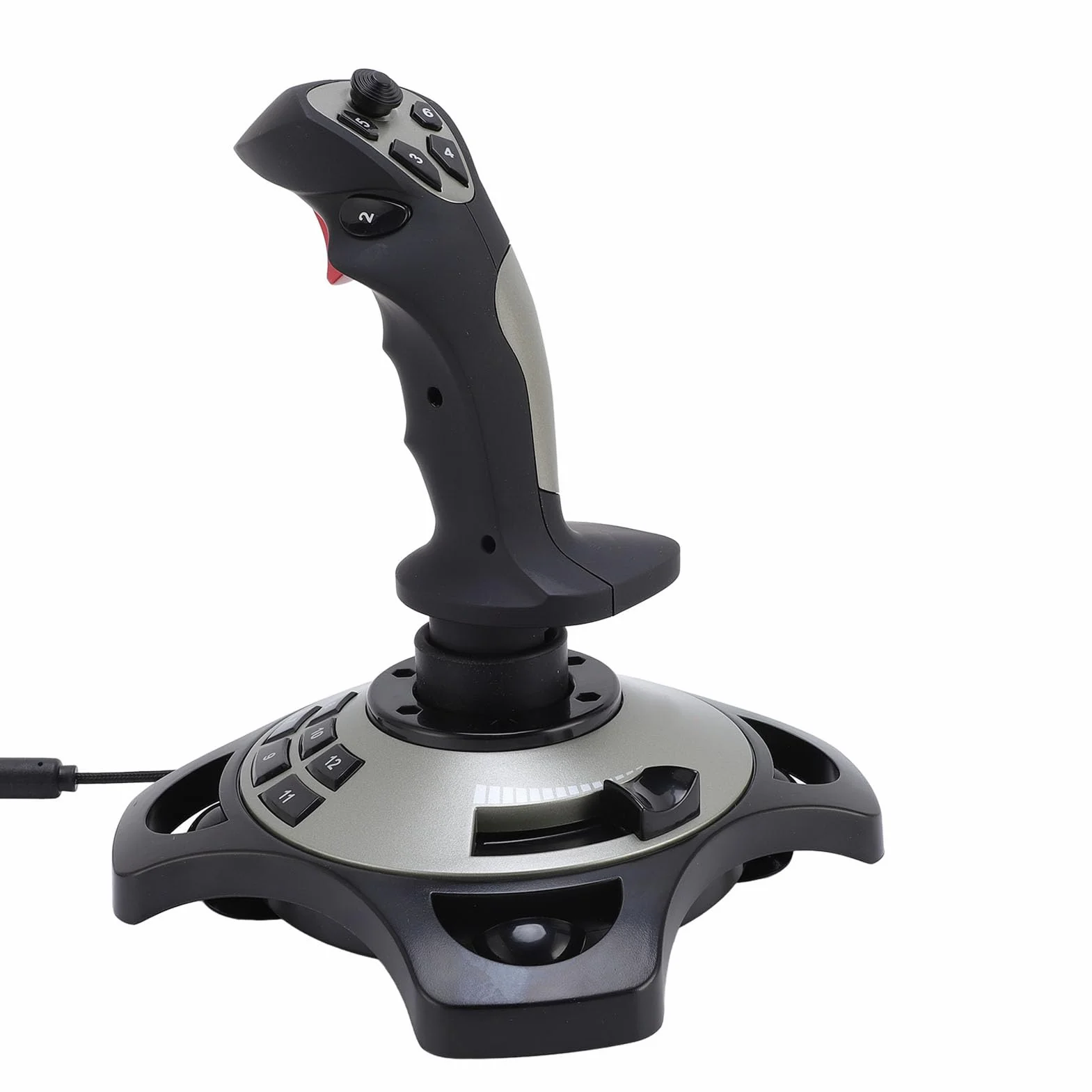 Symulator Lotu Kontroler Typu Joystick Przewodowy Drążek Sterowy USB z Wibracjami, przepustnicą i Programowalnymi Przyciskami do Gier Komputerowych z Systemem 7/8/10/11