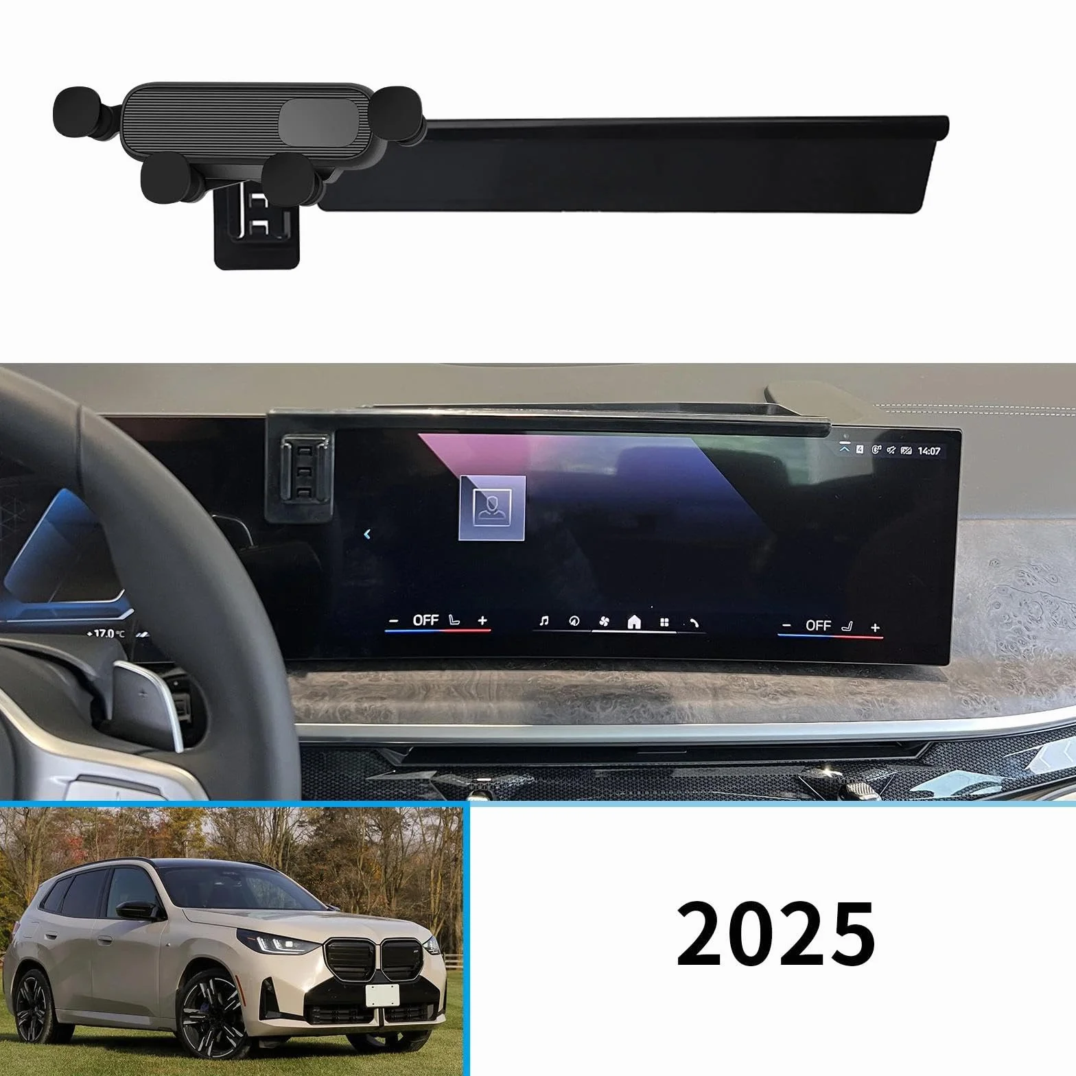 Uchwyt Samochodowy na Telefon dla BMW X3 2025, uchwyt na telefon komórkowy dla samochodu, ekran, stała podstawa, stojak na nawigację GPS (podstawa i uchwyt 4)