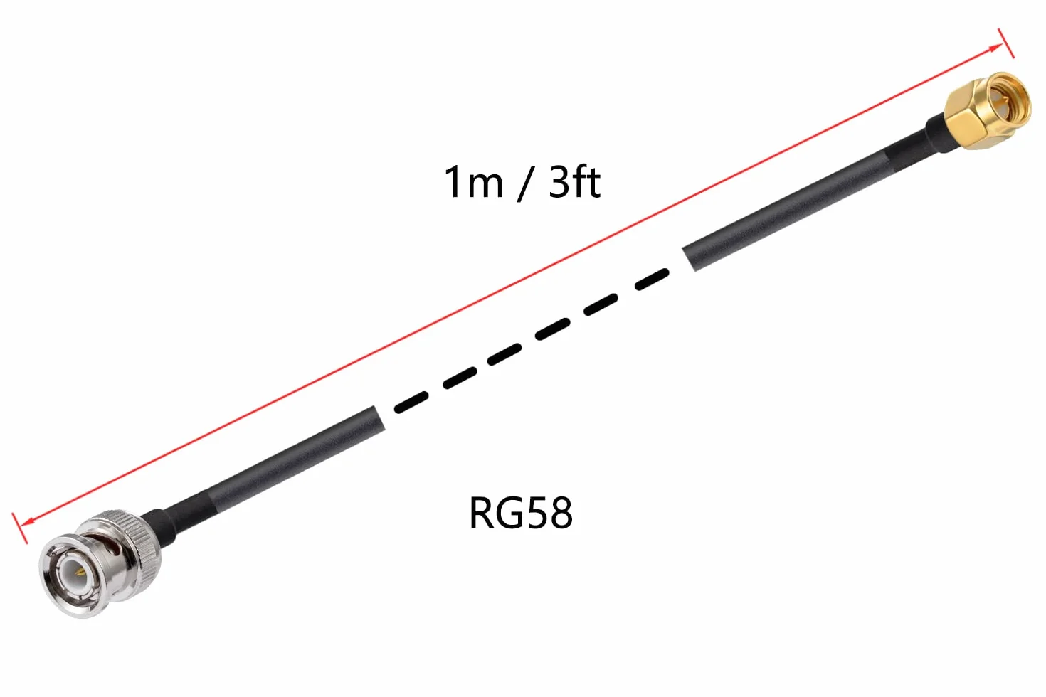 Vecys SMA Męski na BNC Męski Kabel Koncentryczny RF 50ohm SMA na BNC RG58 Kabel Połączeniowy 3ft/1m do Antena Ham Radio Bezprzewodowe Urządzenia LAN Radia Wi-Fi