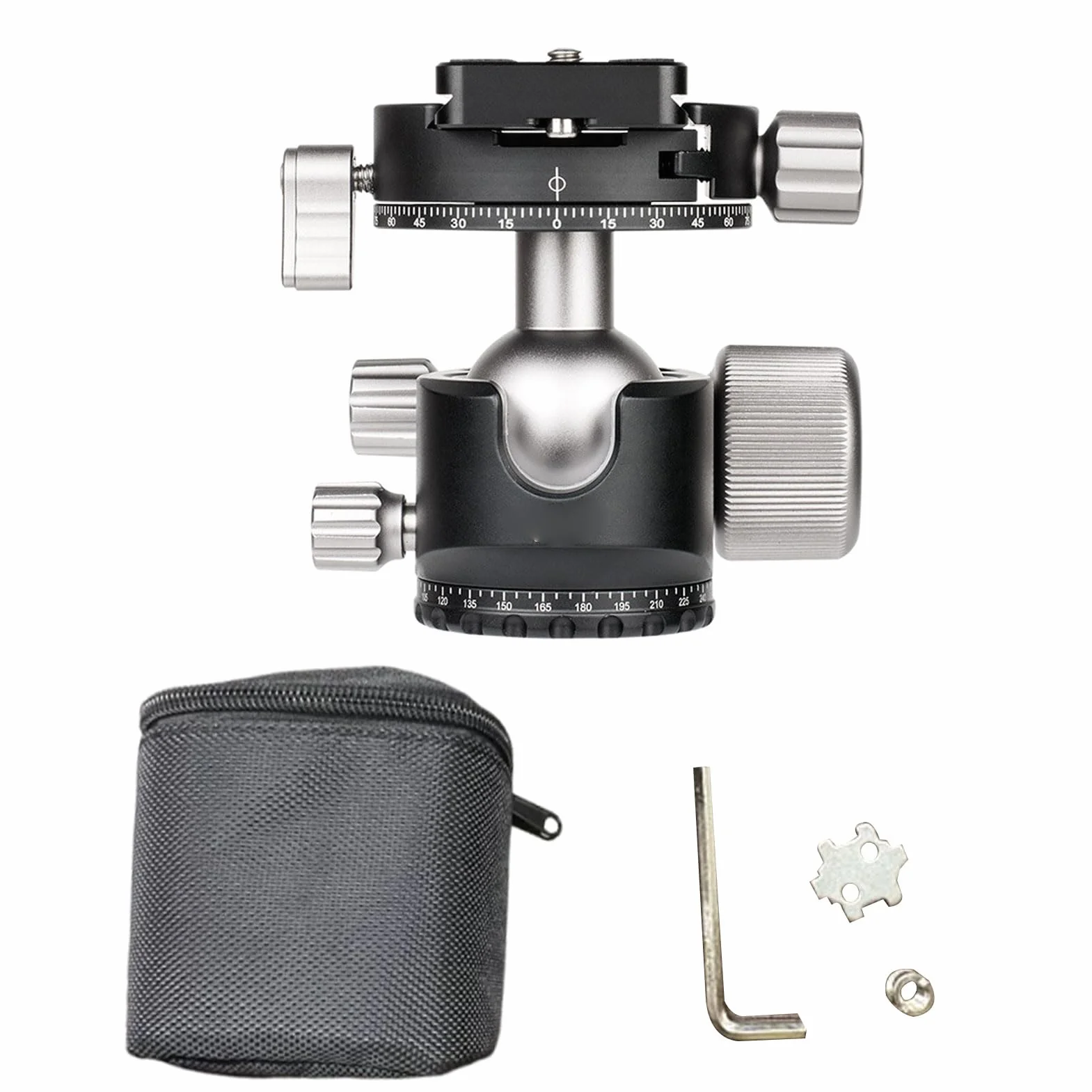 Aluminiowa Głowica Kulowa Statywu, Uchwyt Kulowy do Aparatu Panoramicznego 360, Uchwyt Kulowy z płytką Szybkiego Uwalniania 1/4", Idealny do Lustrzanki Cyfrowej Typu Monopod Slider, nośność