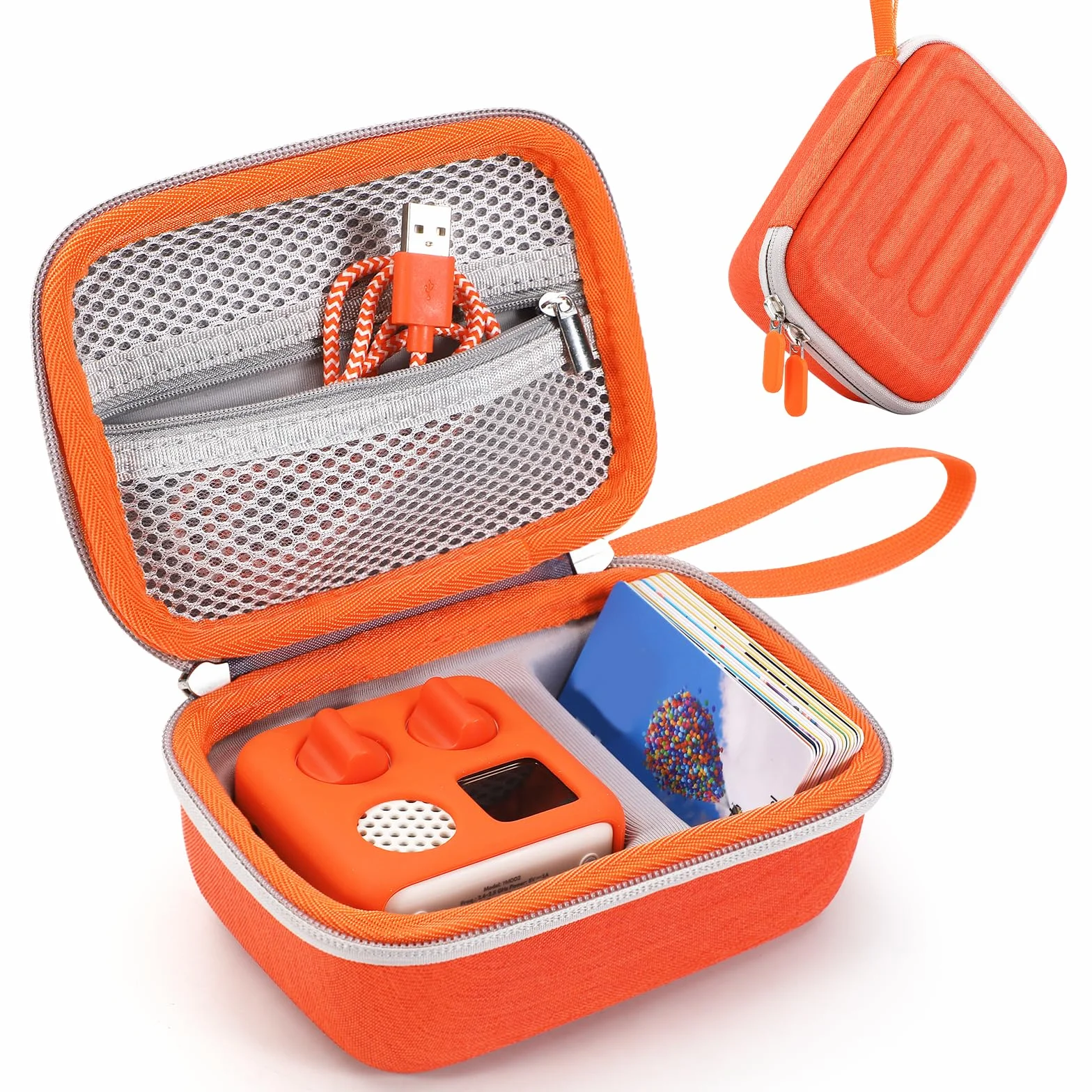 etui z pianki EVA do przechowywania Yoto Mini (edycja 2024) odtwarzacza audio i akcesoriów, przenośny twardy etui ochronny pokrowiec skóra organizer torba na rękę, pomarańczowy, 17 x 12 x 7