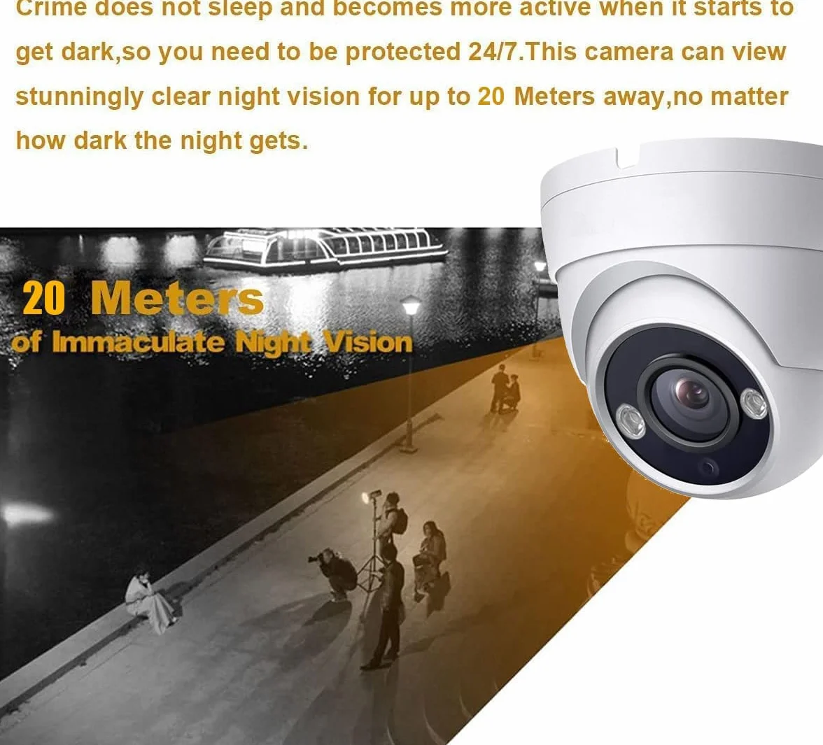 4K 8MP Lite Dome TVI CVI AHD analogowa kamera bezpieczeństwa 4 w 1, noktowizor na podczerwień 19,8 m, szeroki kąt widzenia 2,8 mm 100°, zewnętrzna obudowa w całości z metalu, kompatybilna tylko z
