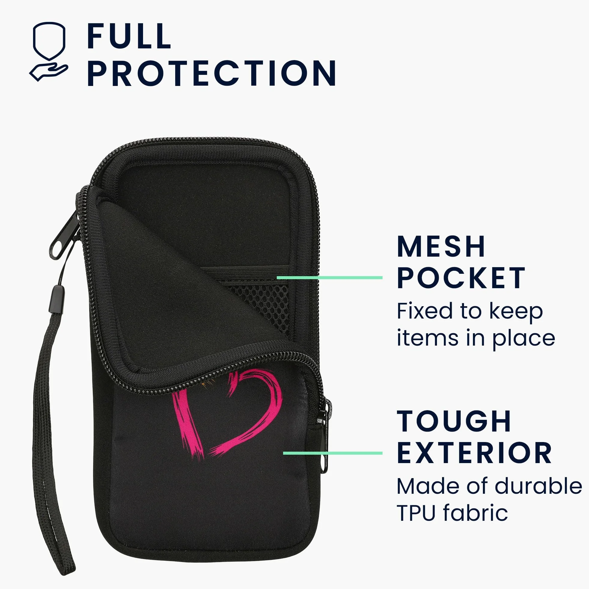 kwmobile Neoprenowy rękaw na smartfon rozmiar XL - 6,7/17.3 cm - etui amortyzujące wstrząsy - ochronna torba na telefon - szczotkowane serce abstrakcyjne ciemnoróżowy/pomarańczowy/czarny