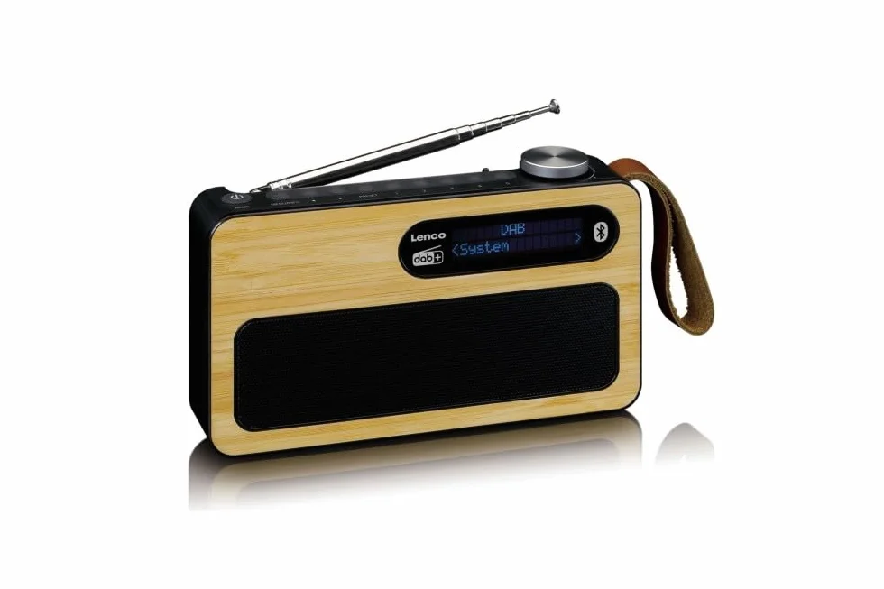 Lenco PDR-040 - przenośne radio DAB+ – radio FM – z Bluetooth – wbudowany akumulator o pojemności 2000 mAh – 3 W RMS – zegar i funkcja budzika – z prawdziwego bambusa – kolor czarny