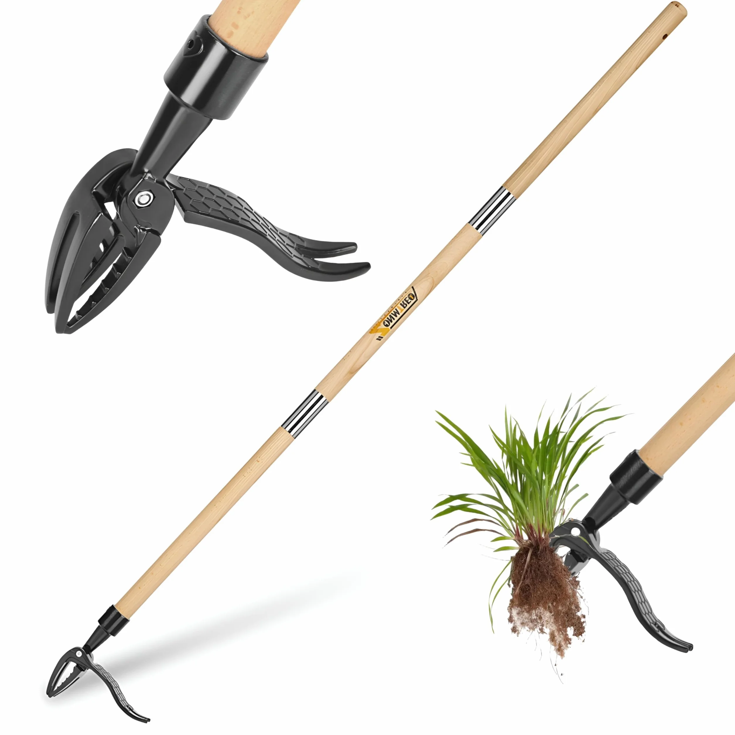 Weed Pulling Tool，Stand up weed puller tool，Gardening Manual Tool Weed Tool，True beech wood material，Weeder tool for garden，No need to squat or bend down to easily weed. (45 inch)