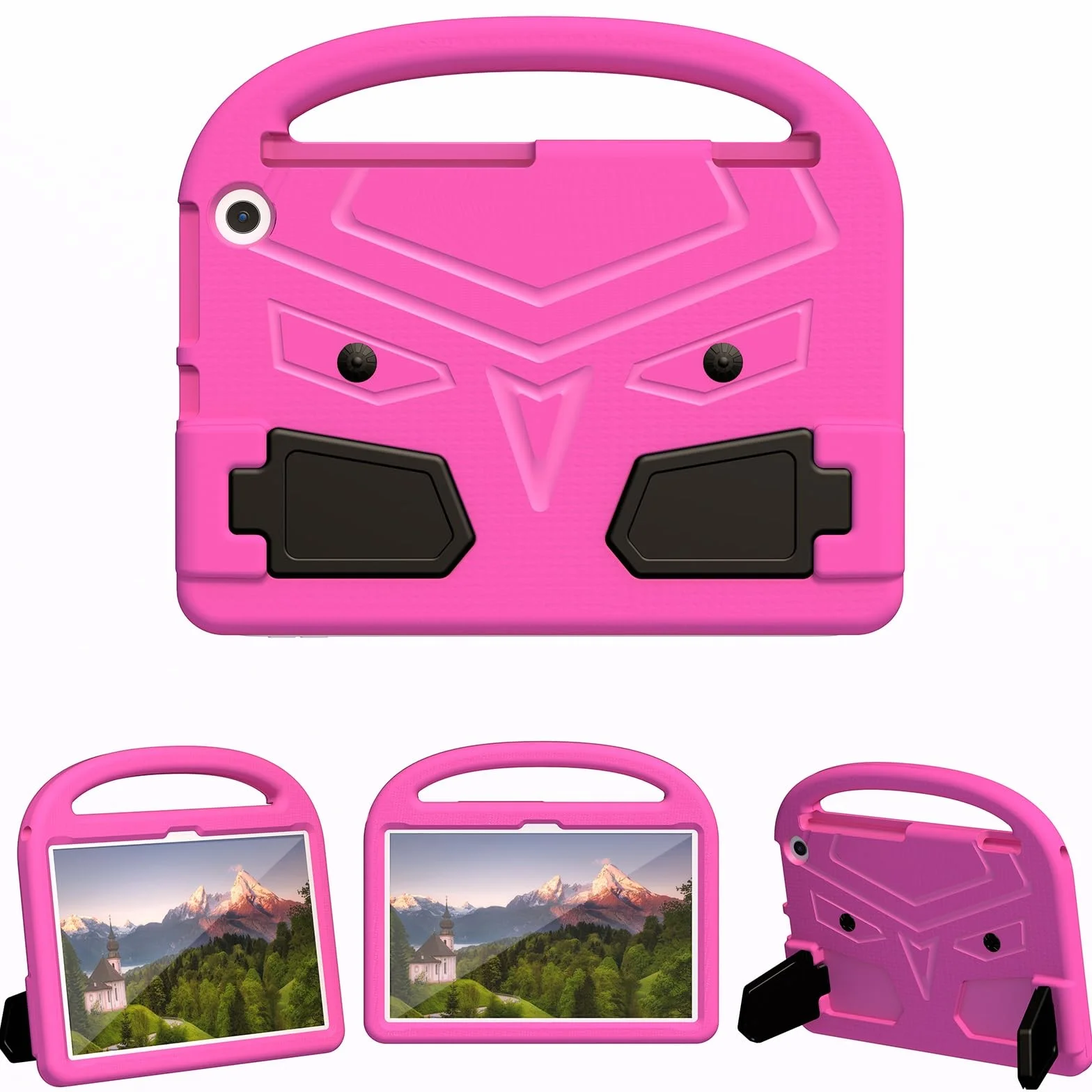 Kompatybilny z Kindle Fire HD 11 (2023) Etui na tablet dla dzieci, lekki, odporny wstrząsy stojak EVA uchwytem i podpórką(ROSE RED)