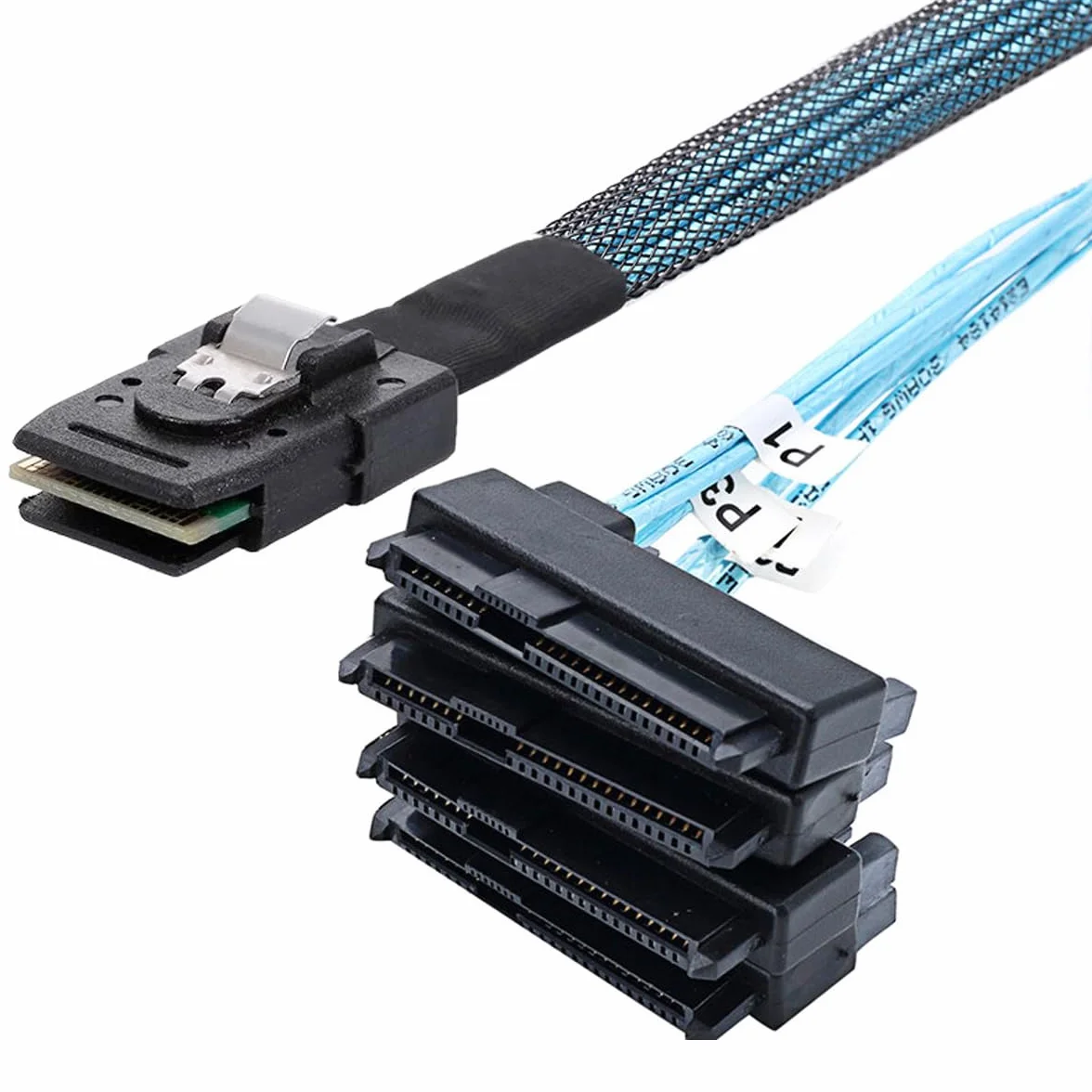 CY Wewnętrzny kabel Mini SAS 4 X SFF-8087, 36Pin, Host do SAS, dysk twardy SFF-8482, 29 piny, kabel docelowy Fanout z IDE Power 100 cm