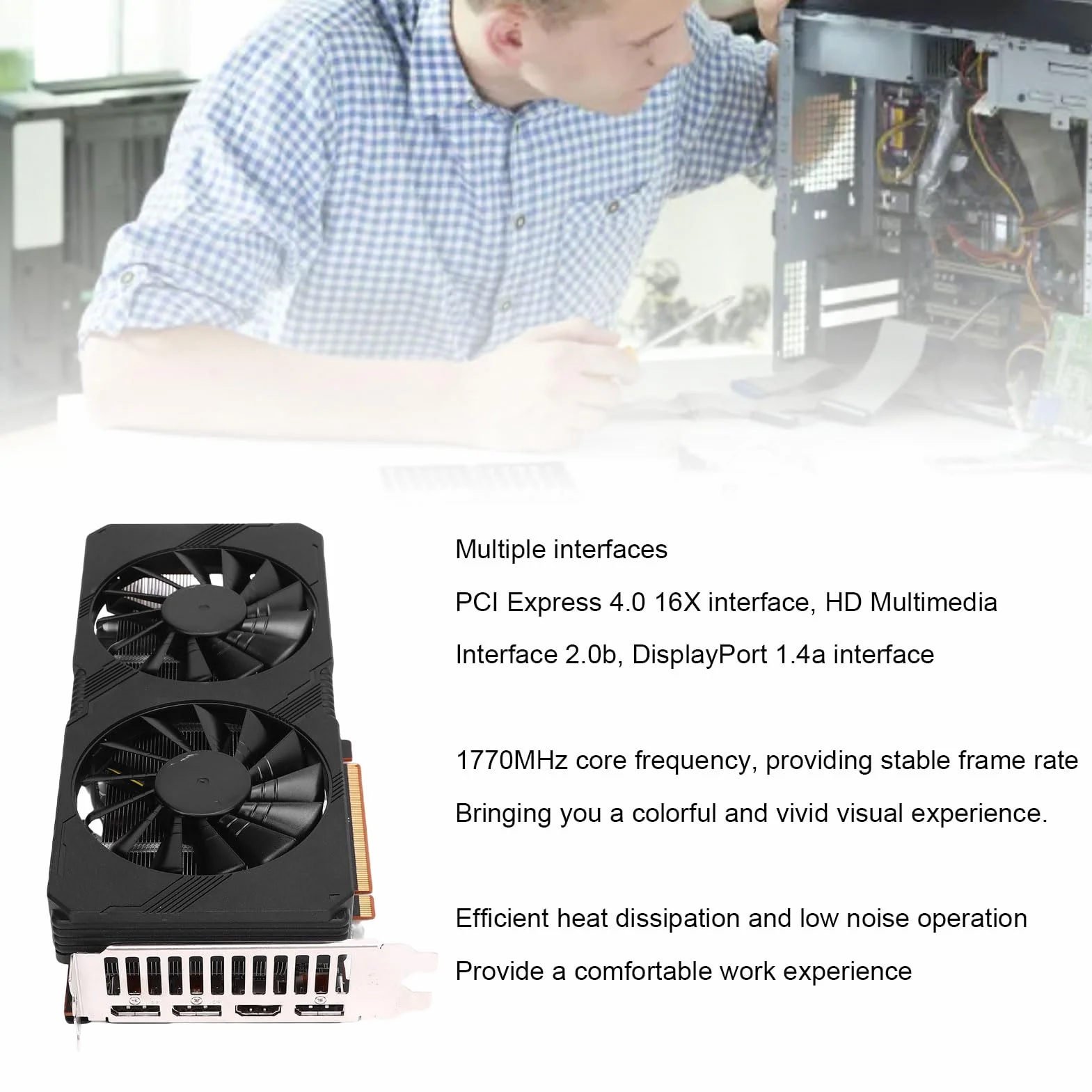 GDDR6 karta graficzna 8 GB o wysokiej wydajności PCI Express 4.0 X16 do gier z 256-bitowym interfejsem pamięci do gier komputerowych i multimediów