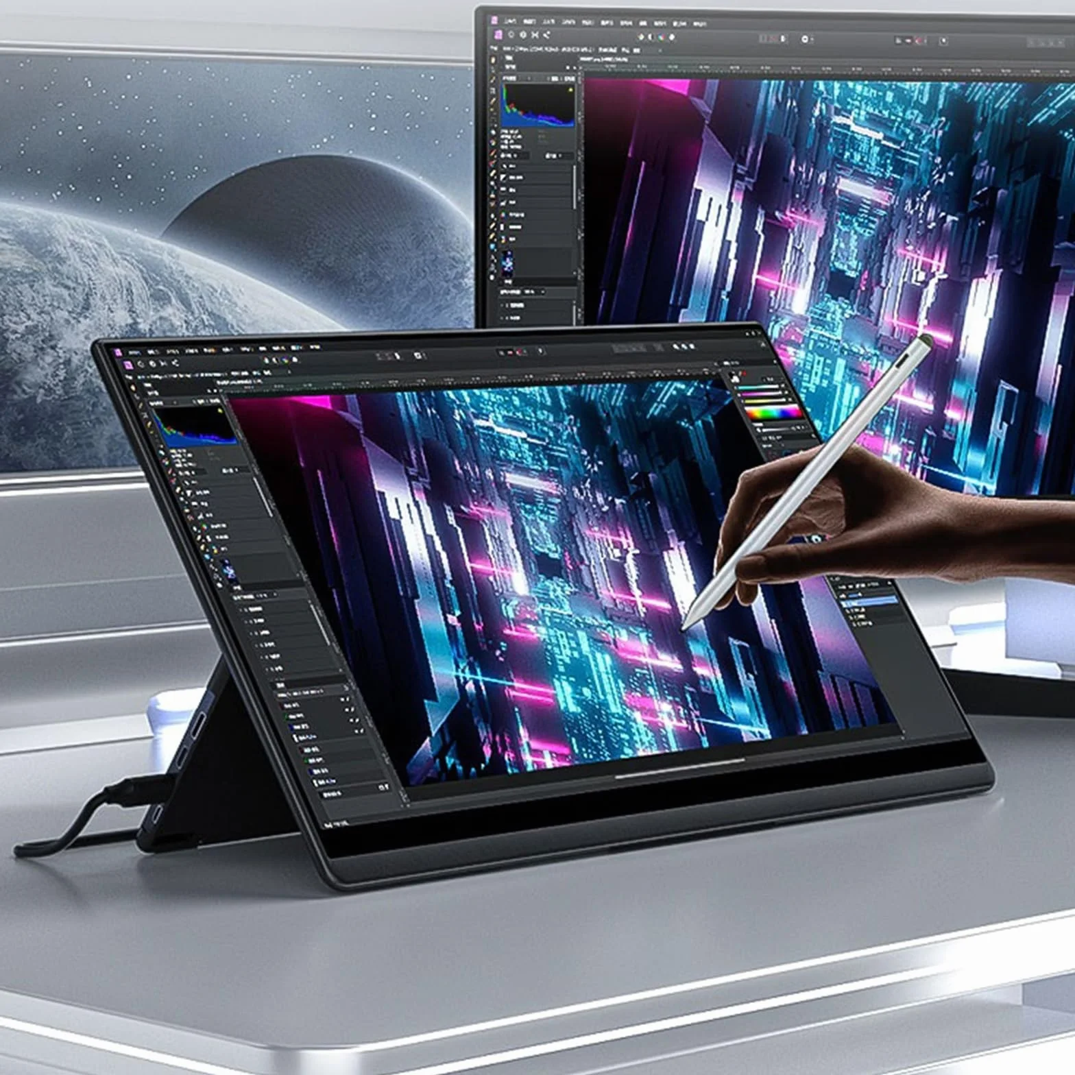 Monitor przenośny 15.6-calowy ekran zewnętrzny telefonu komórkowego IPS 2K 144HZ Wielofunkcyjny ekran dotykowy Dodatkowy ekran laptopa Monitor maszyny do gier Monitor zewnętrzny