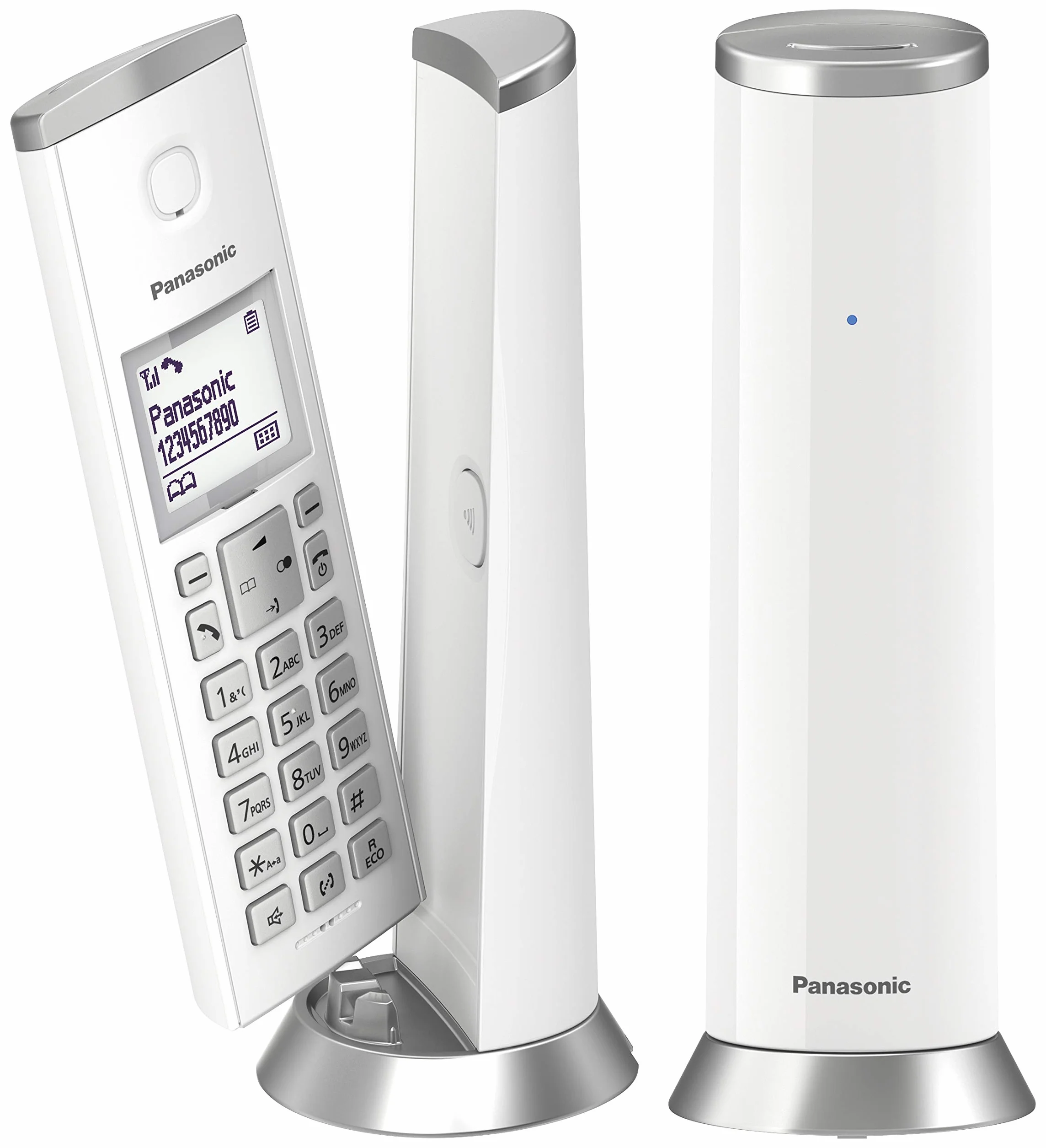 Panasonic KX-TGK212JTW bezprzewodowy telefon DECT z wyświetlaczem LCD o przekątnej 1,5", białe dzwonki, niewypowiedziane połączenia, Eco i Eco Plus, biały
